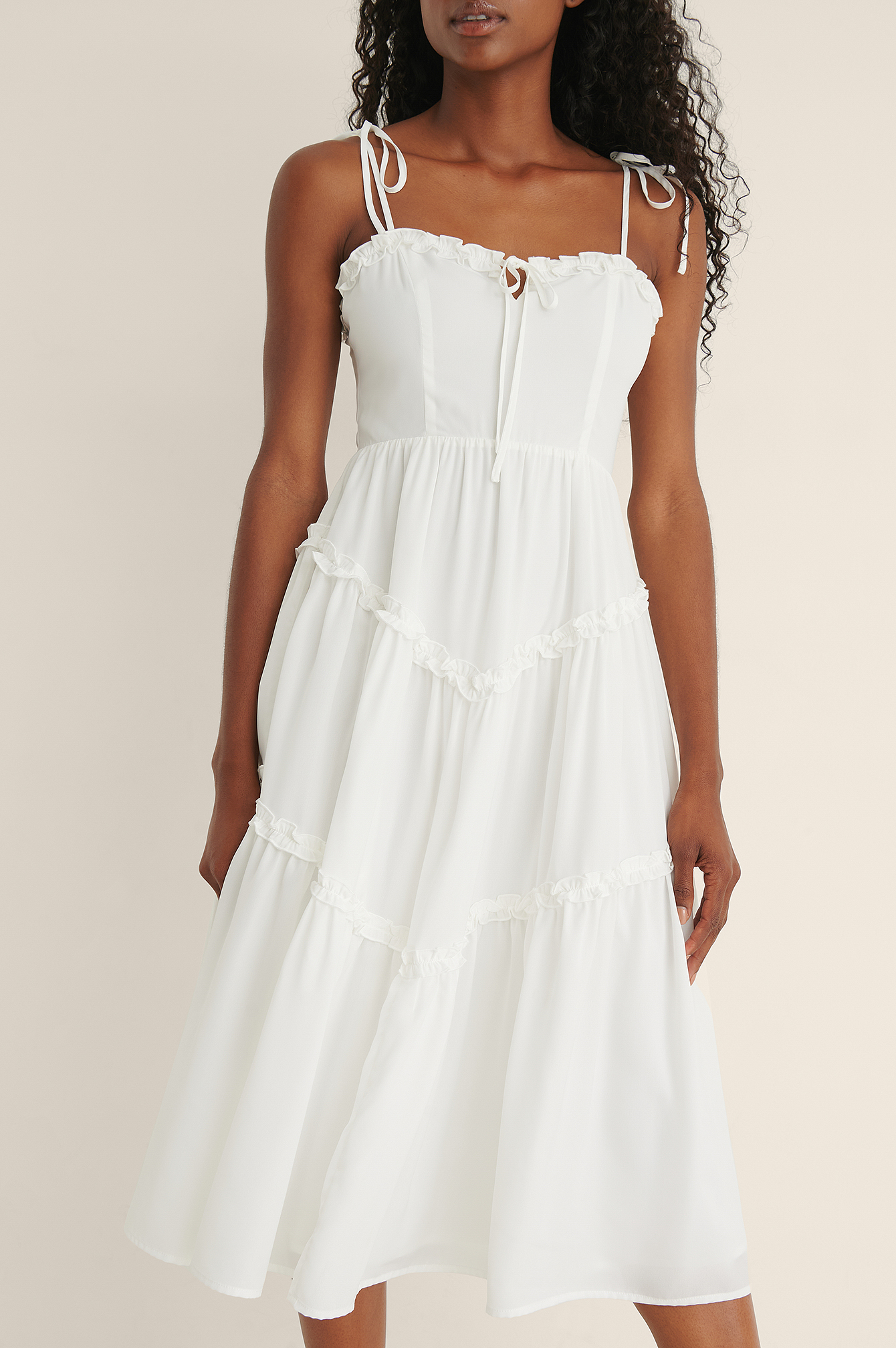 chiffon frill bodycon dress
