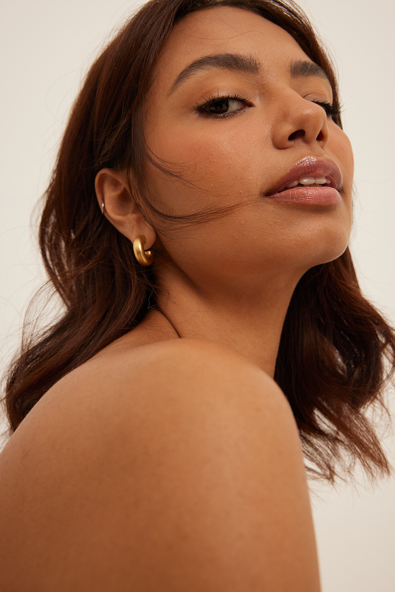 NA-KD Accessories Recycled Chubby Gold Plated Hoops - Gold
