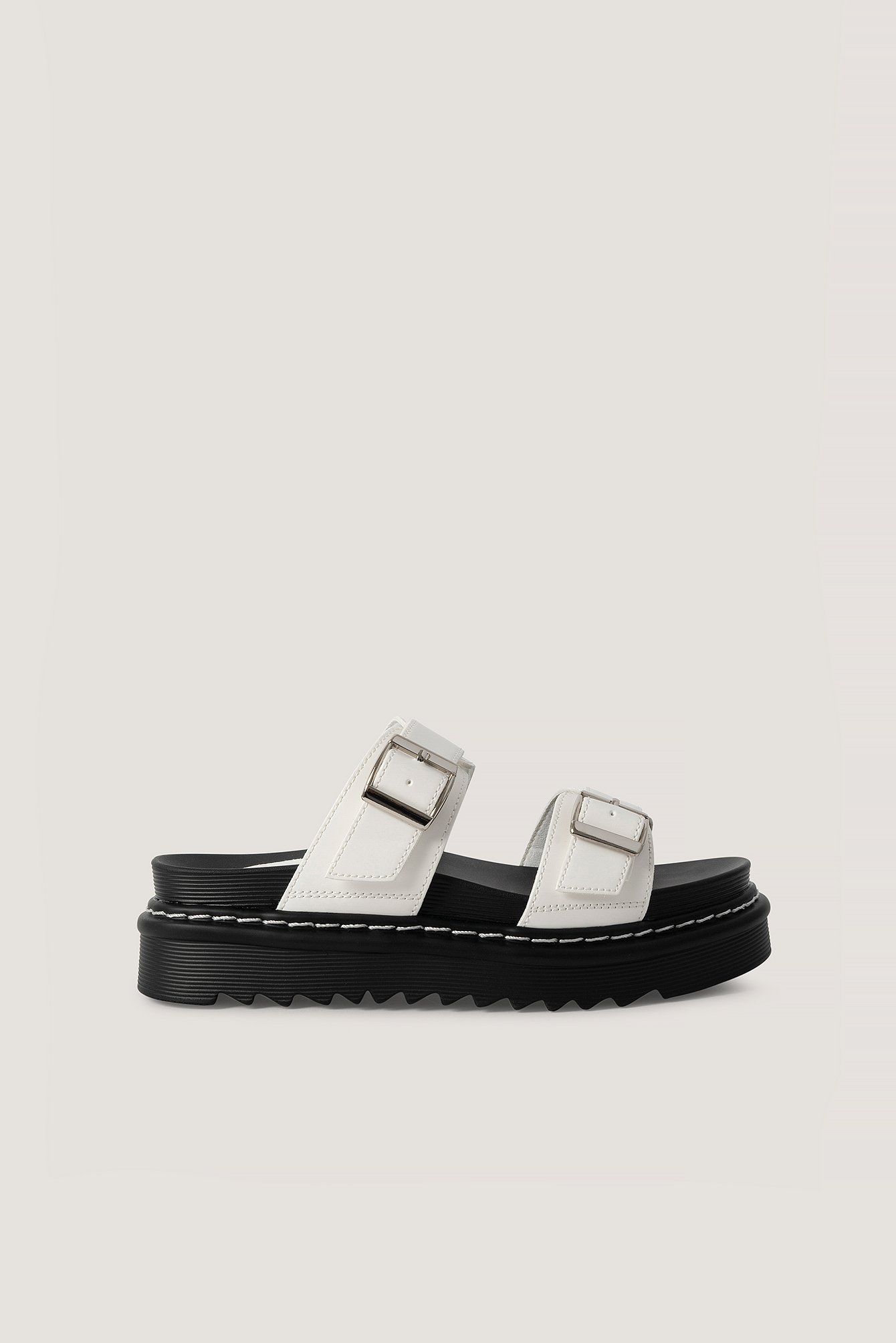 White Chunky Buckle Sandals