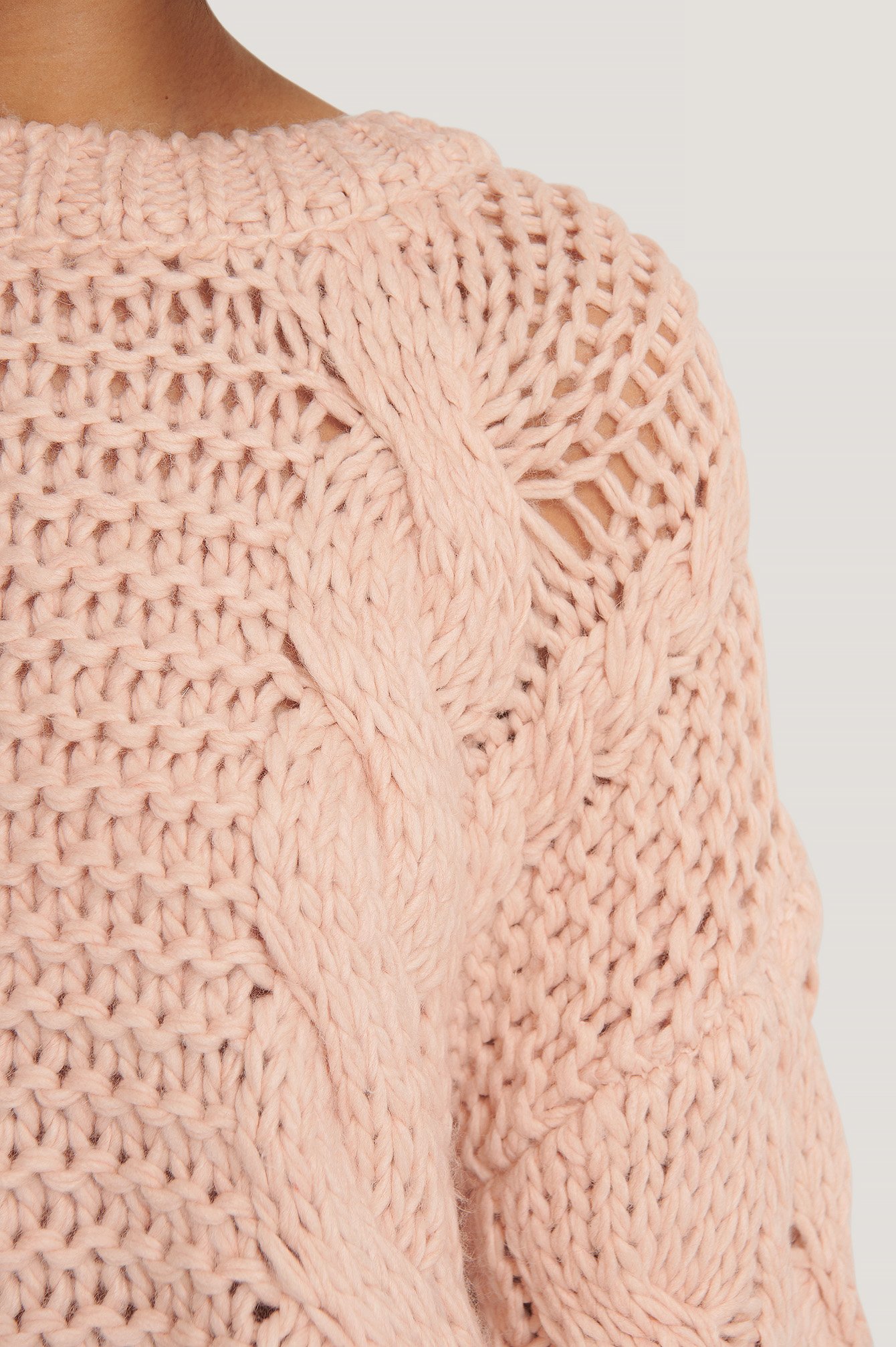 Chunky Cable Knitted Sweater Pink na kd com