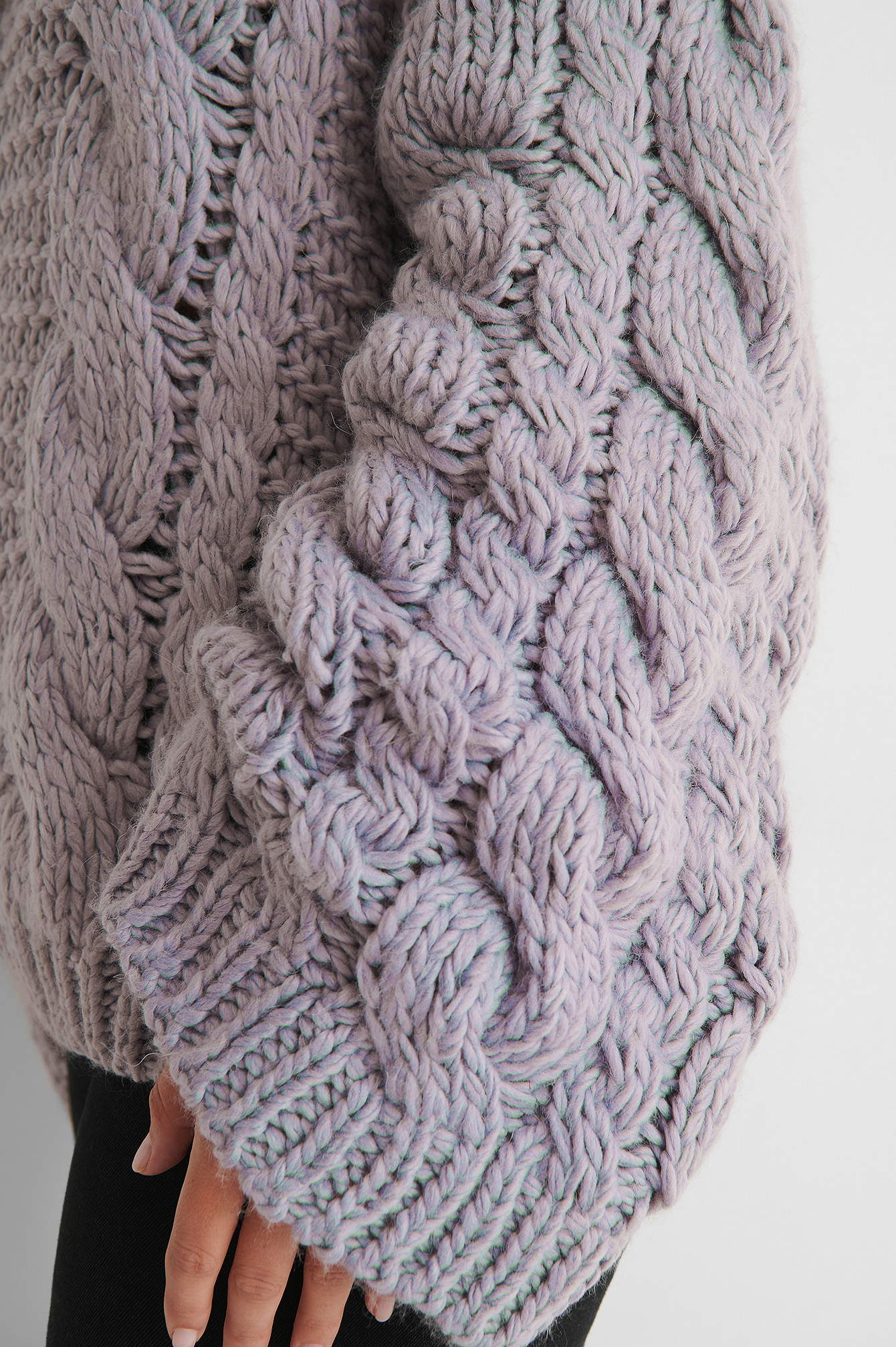 Chunky Cable Knitted Sweater Purple 