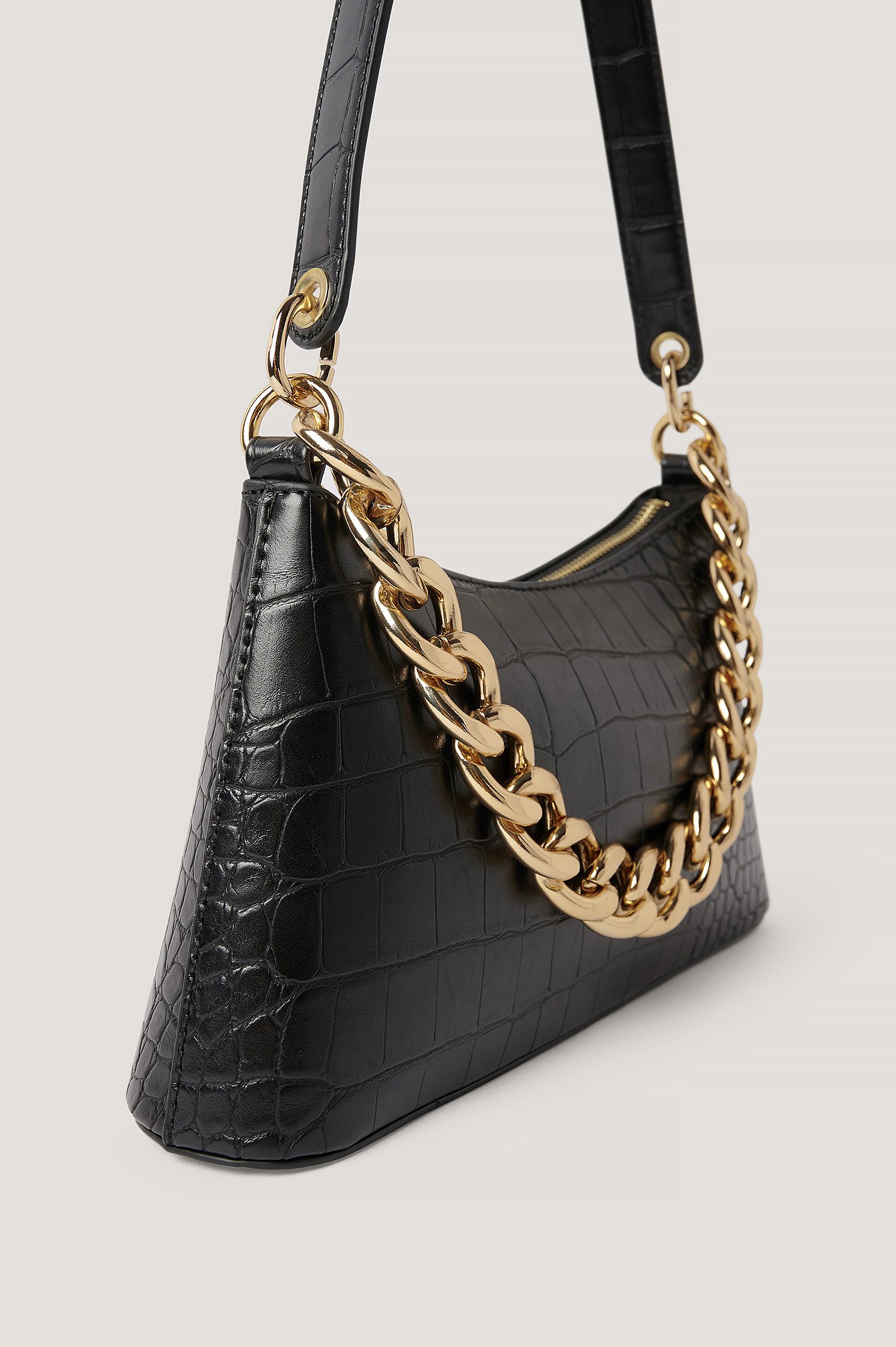 Chunky Chain Baguette Bag Black