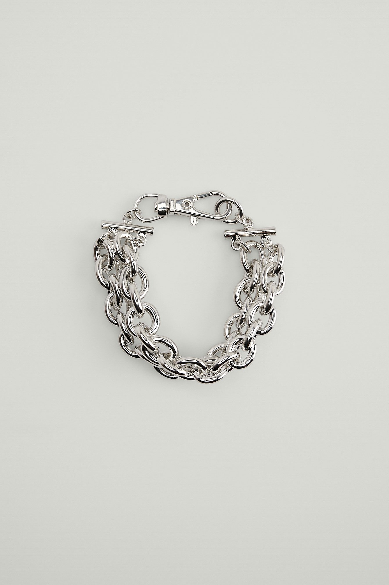 Silver Chunky Double Chain Bracelet