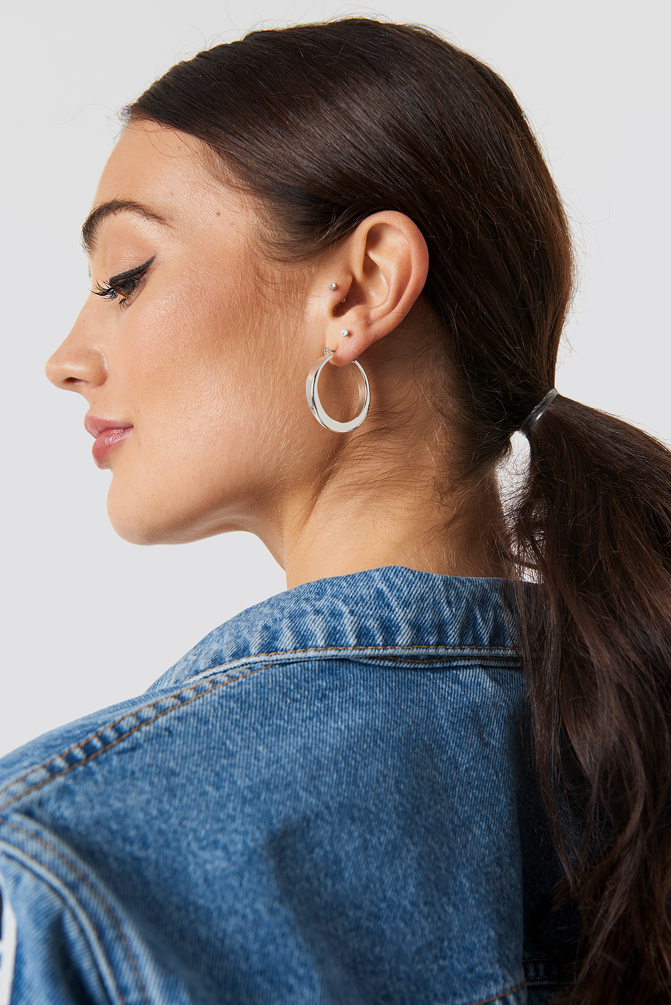 Chunky Hoop Earrings Silver