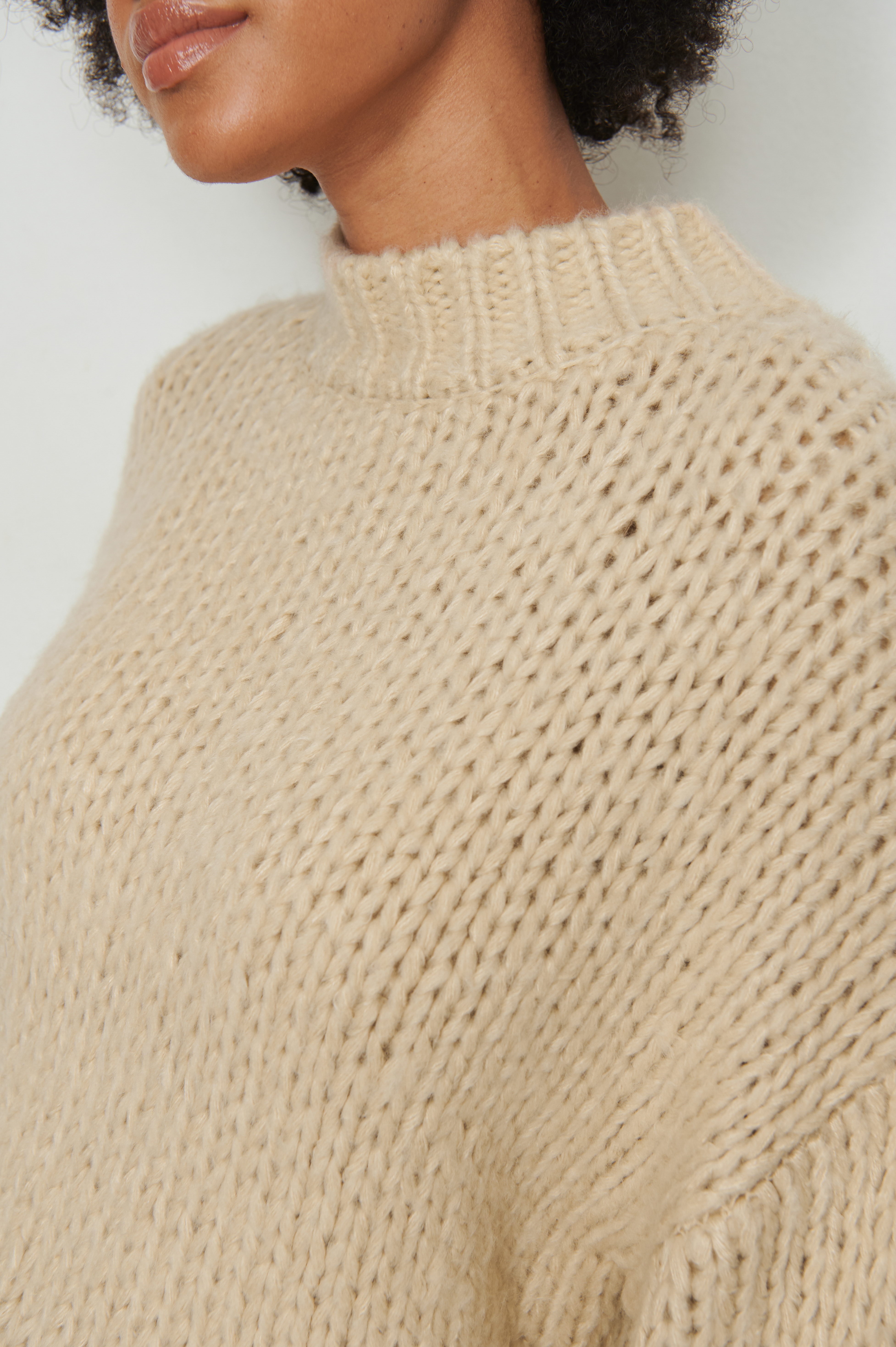 Chunky Long Oversized Sweater Beige 