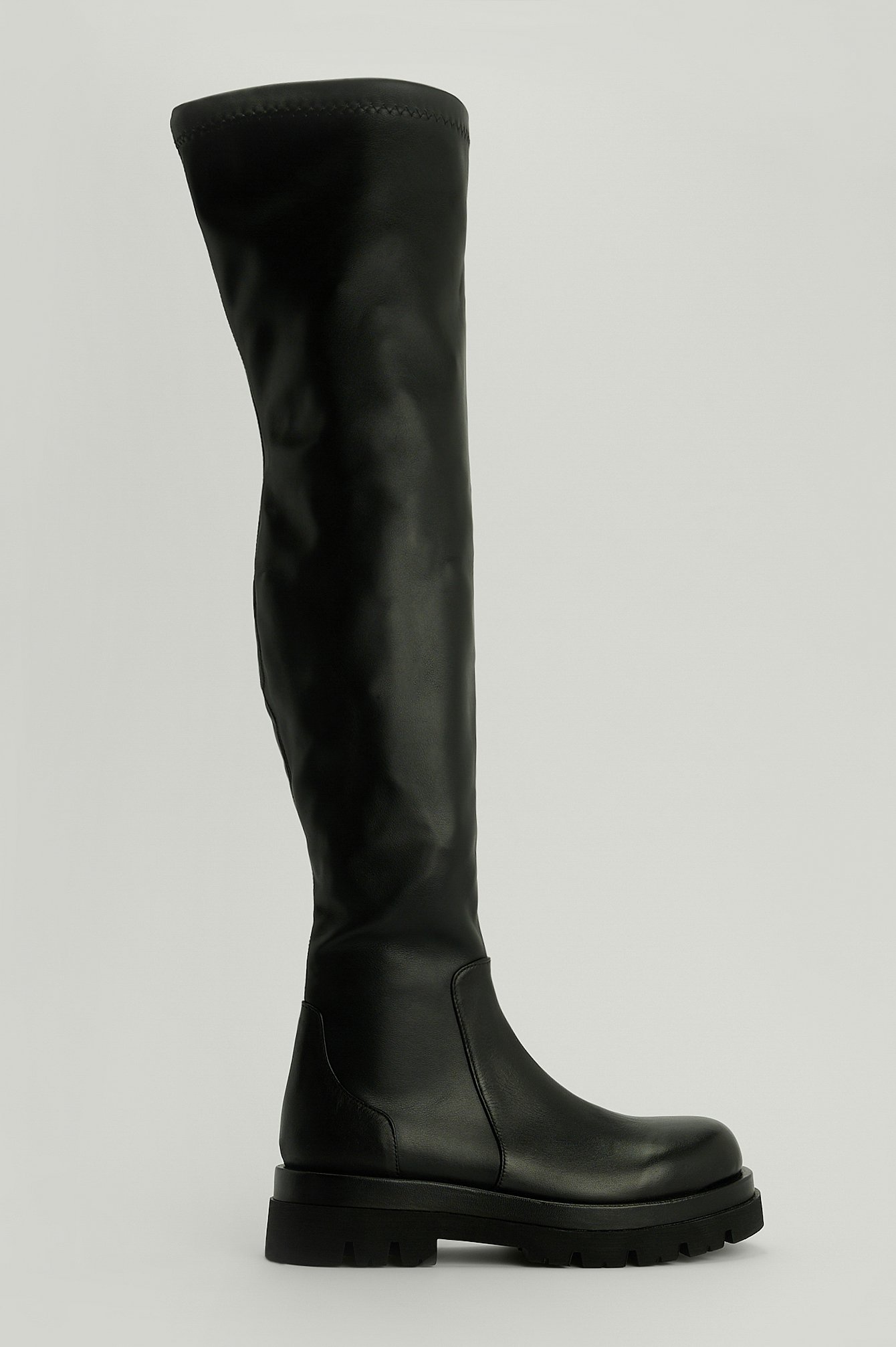 Chunky Overknee Leather Boots Black | na-kd.com
