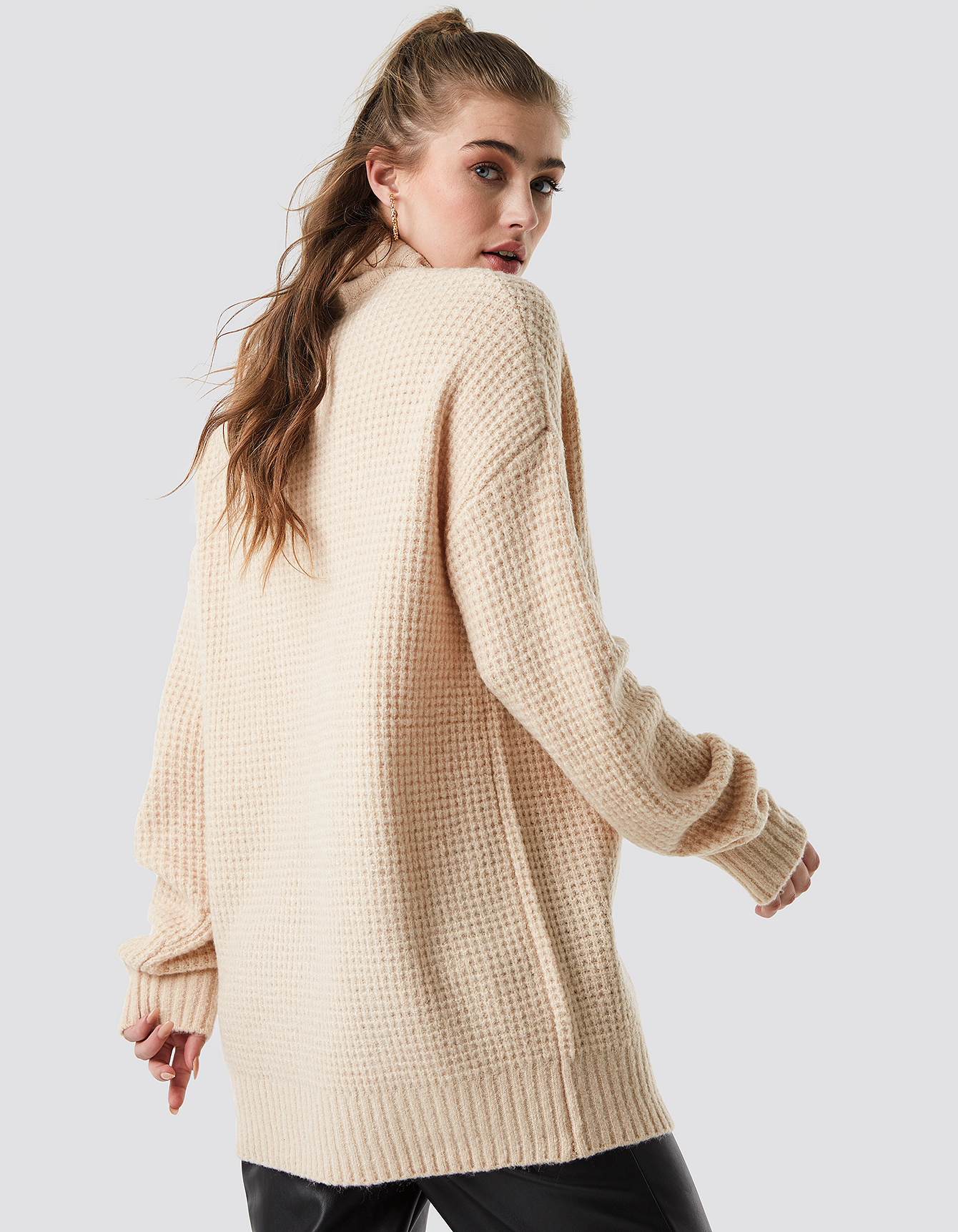 Chunky Oversized Polo Dress Beige