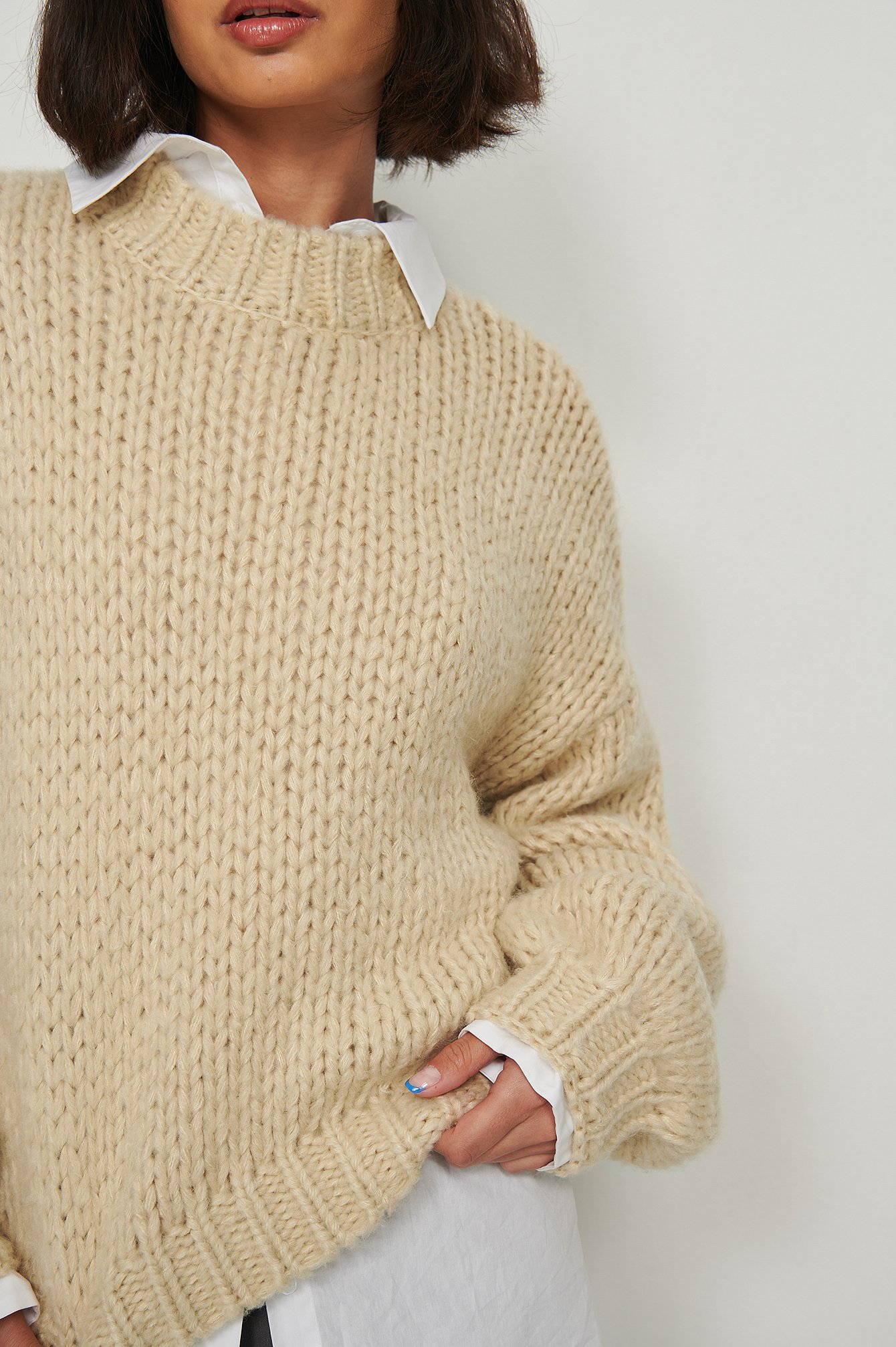 NA-KD Chunky Oversized Sweater - Beige