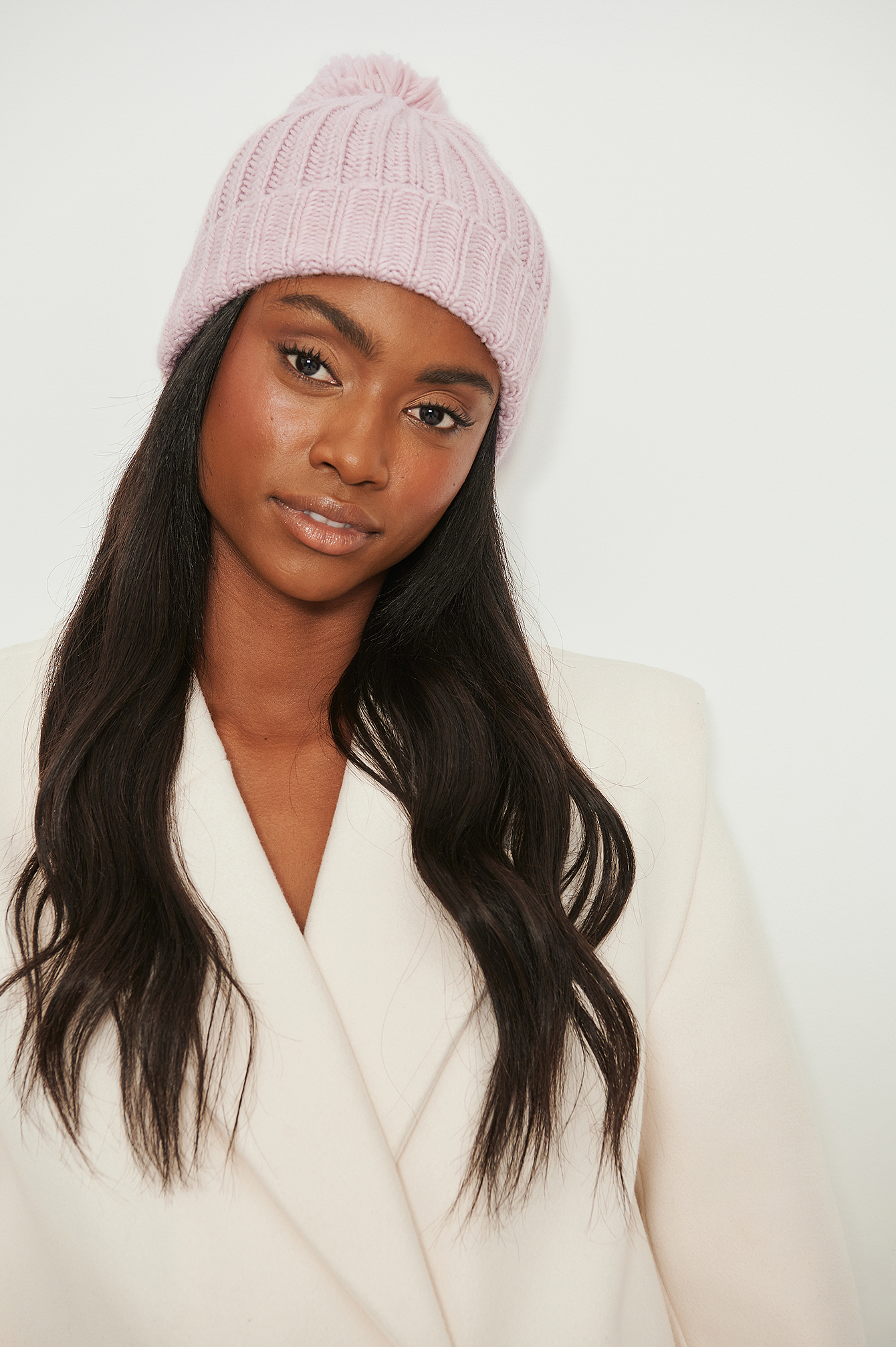Chunky Pom Pom Beanie Pink | na-kd.com
