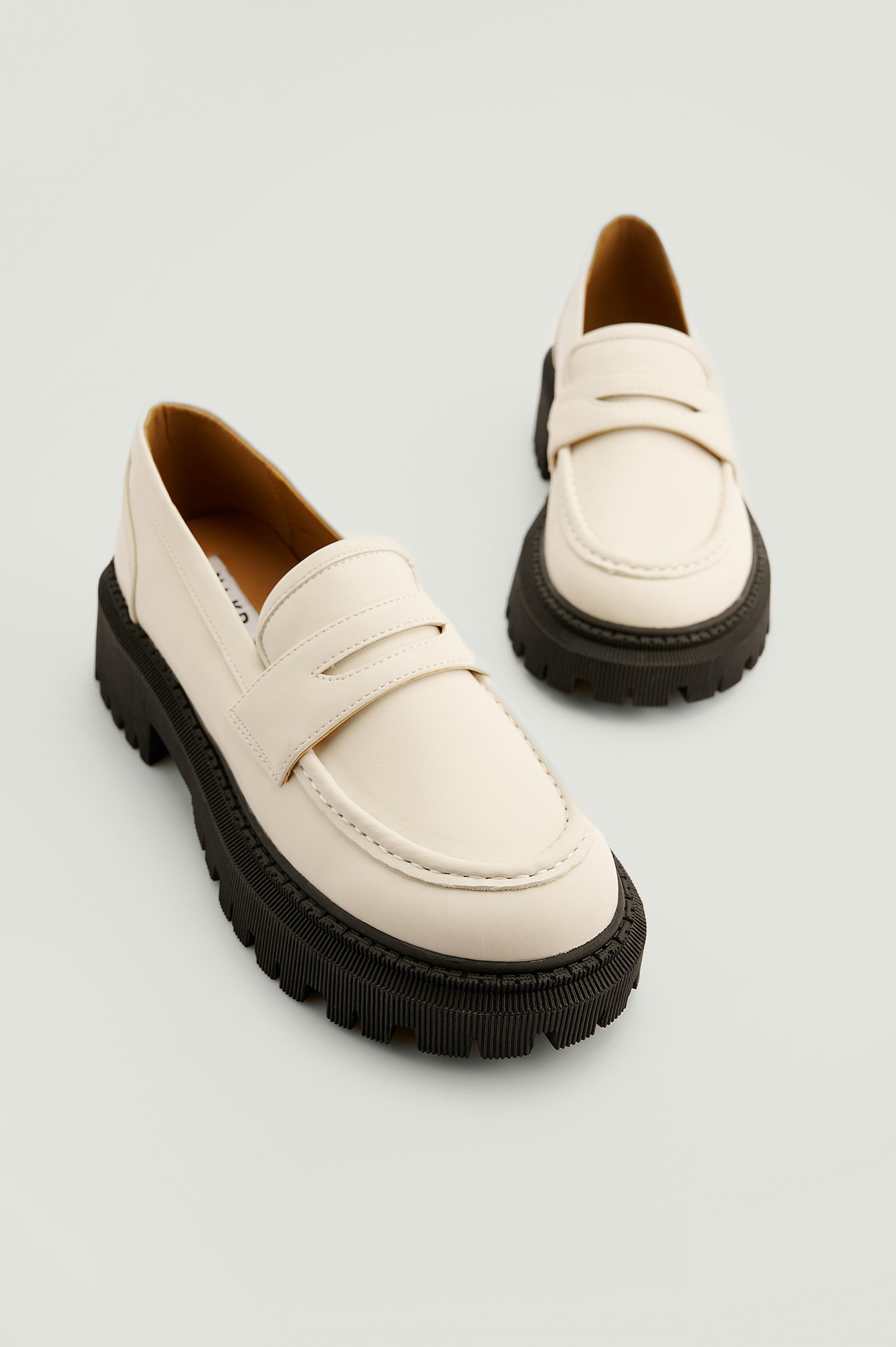 White Chunky Retro Loafers