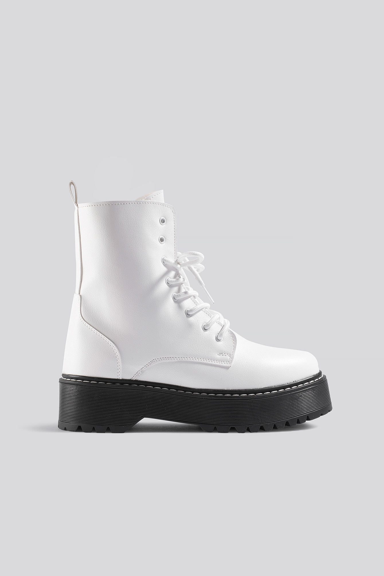 Chunky Rubber Sole Combat Boots White | na-kd.com