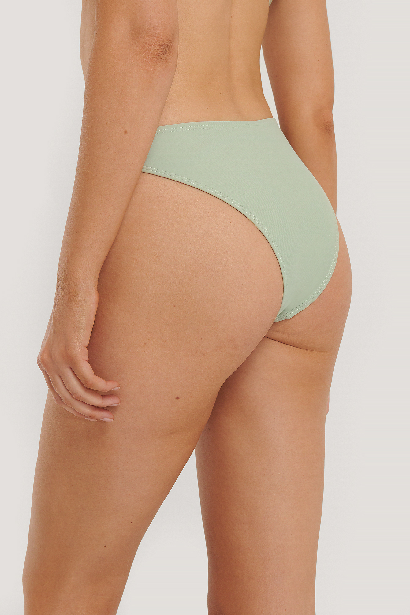 Dusty Green Circle Detail Bikini Highcut Panty