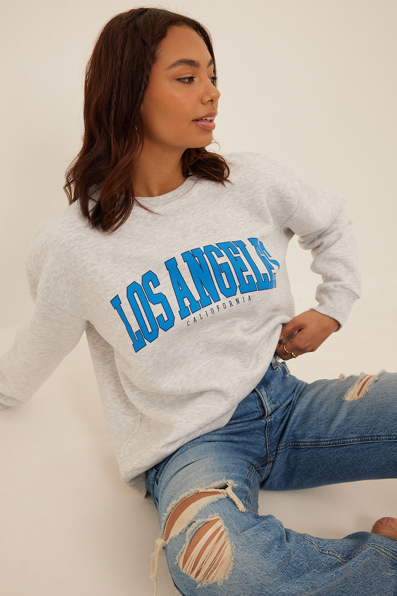 City Print Sweatshirt Offwhite | na-kd.com