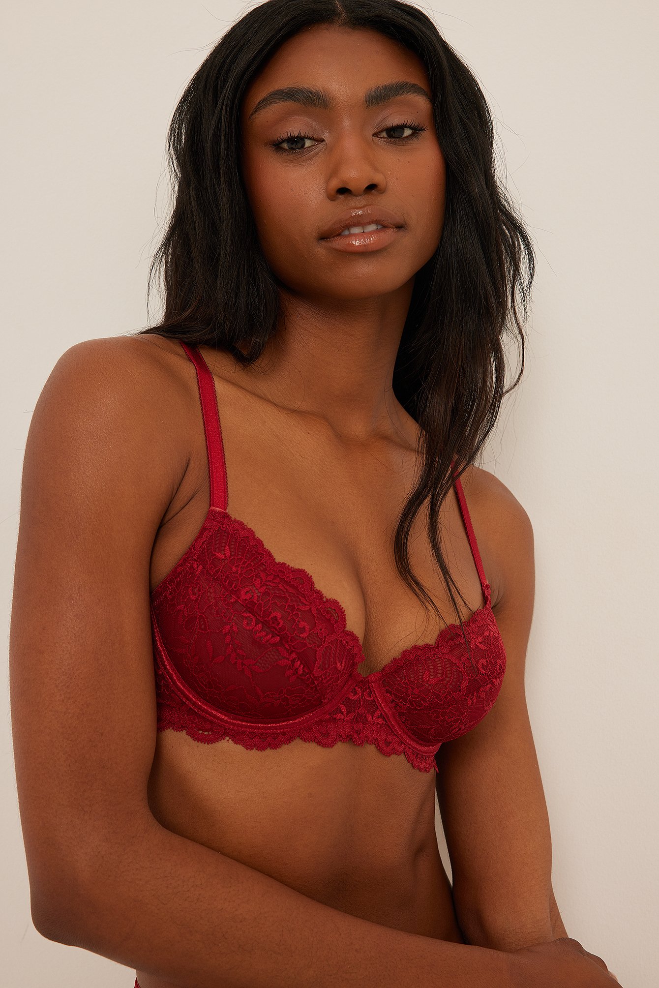 Classic Unlined Lace Wire Bra Red | NA-KD