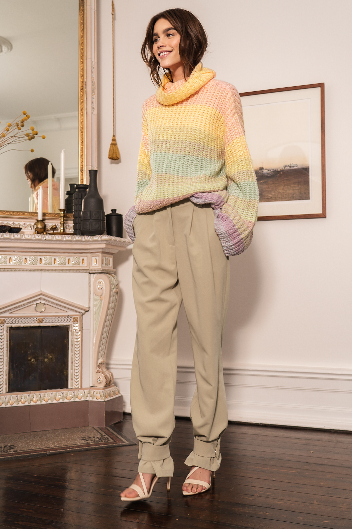 Closure Suit Pants Beige