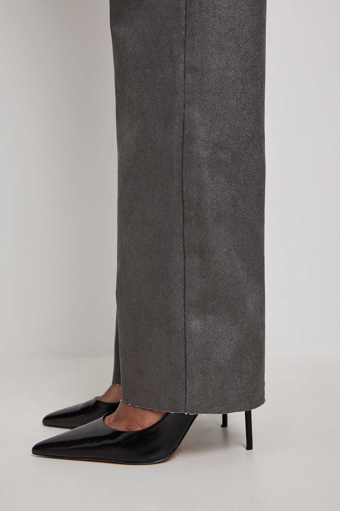 Coated High Waist Straight Full Length Jeans Brown NAKD