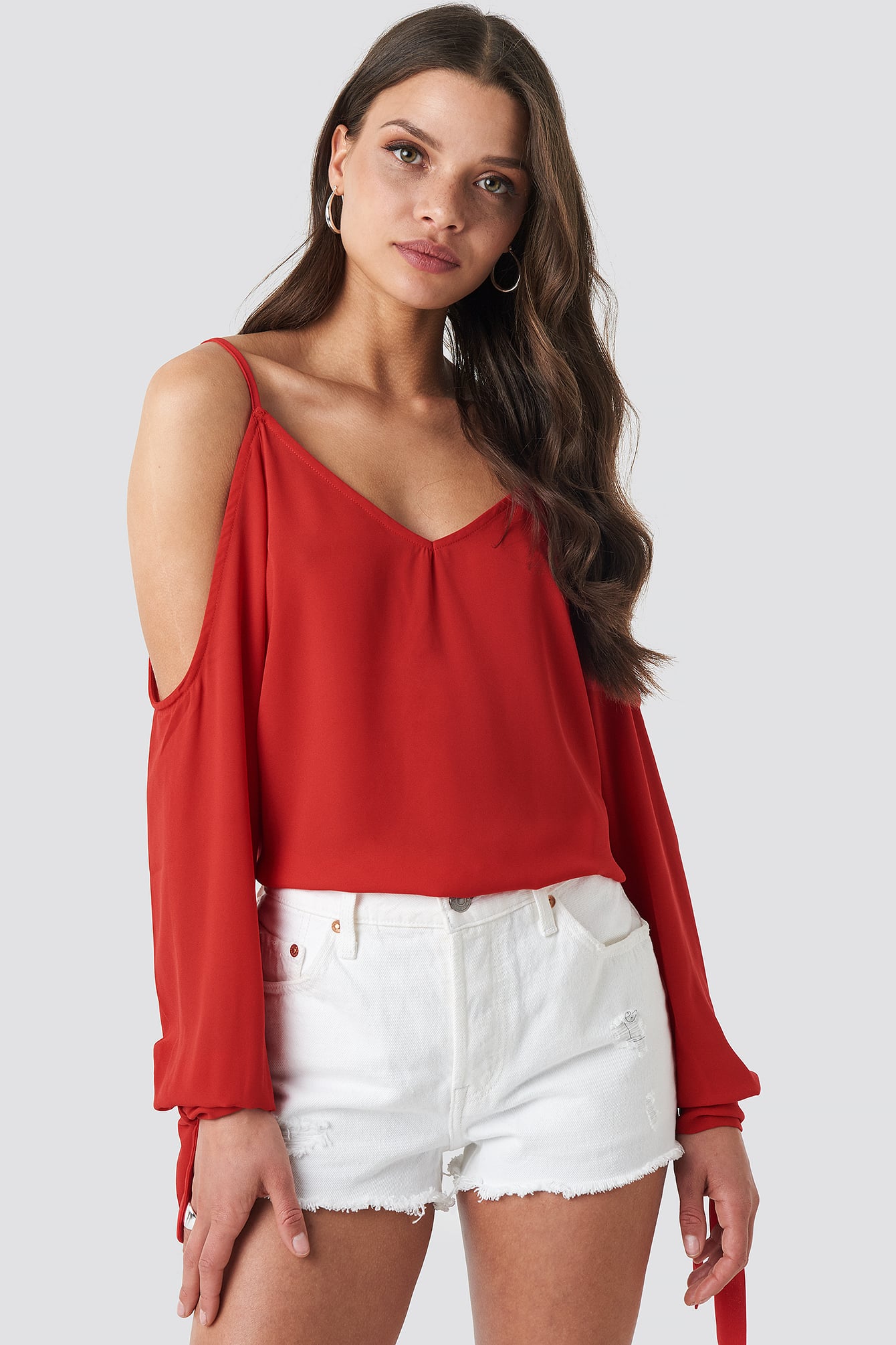 Knot Cold Shoulder Blouse on Sale, 50 
