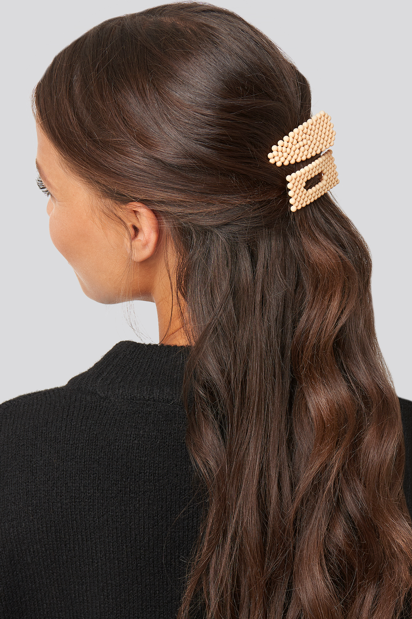 Colored Beads Hairclips Light Yellow