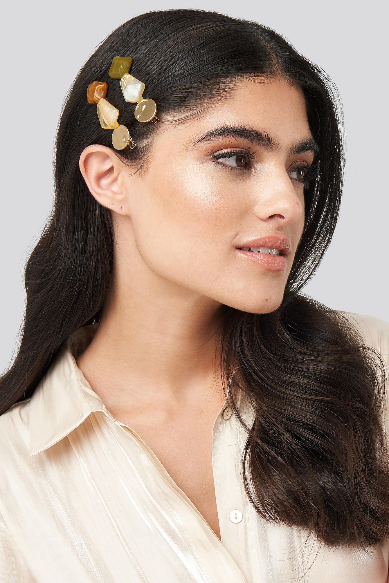 Colored Stone Hairclips Natural