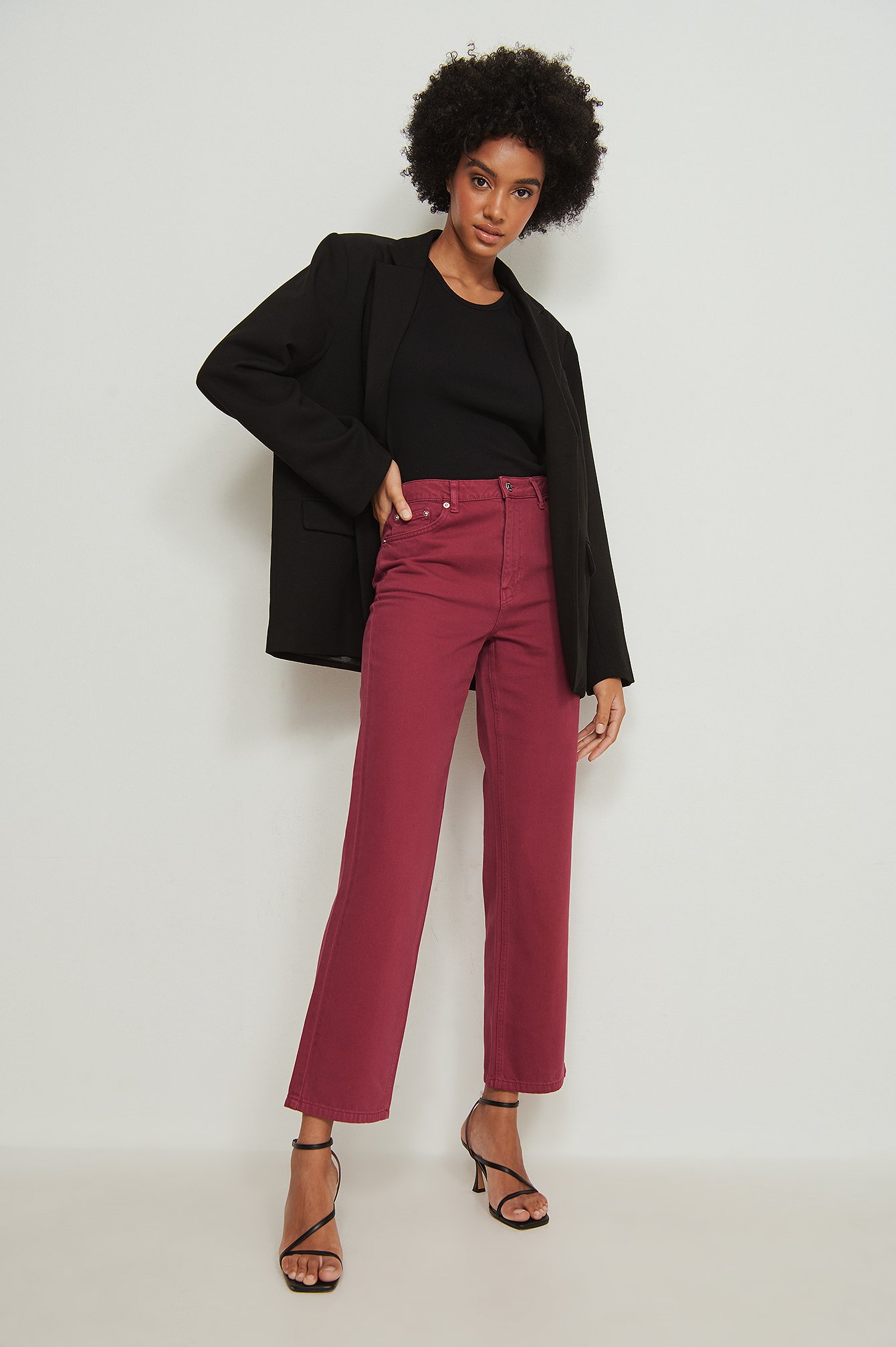 Raspberry Organisch rechte gekleurde jeans met hoge taille
