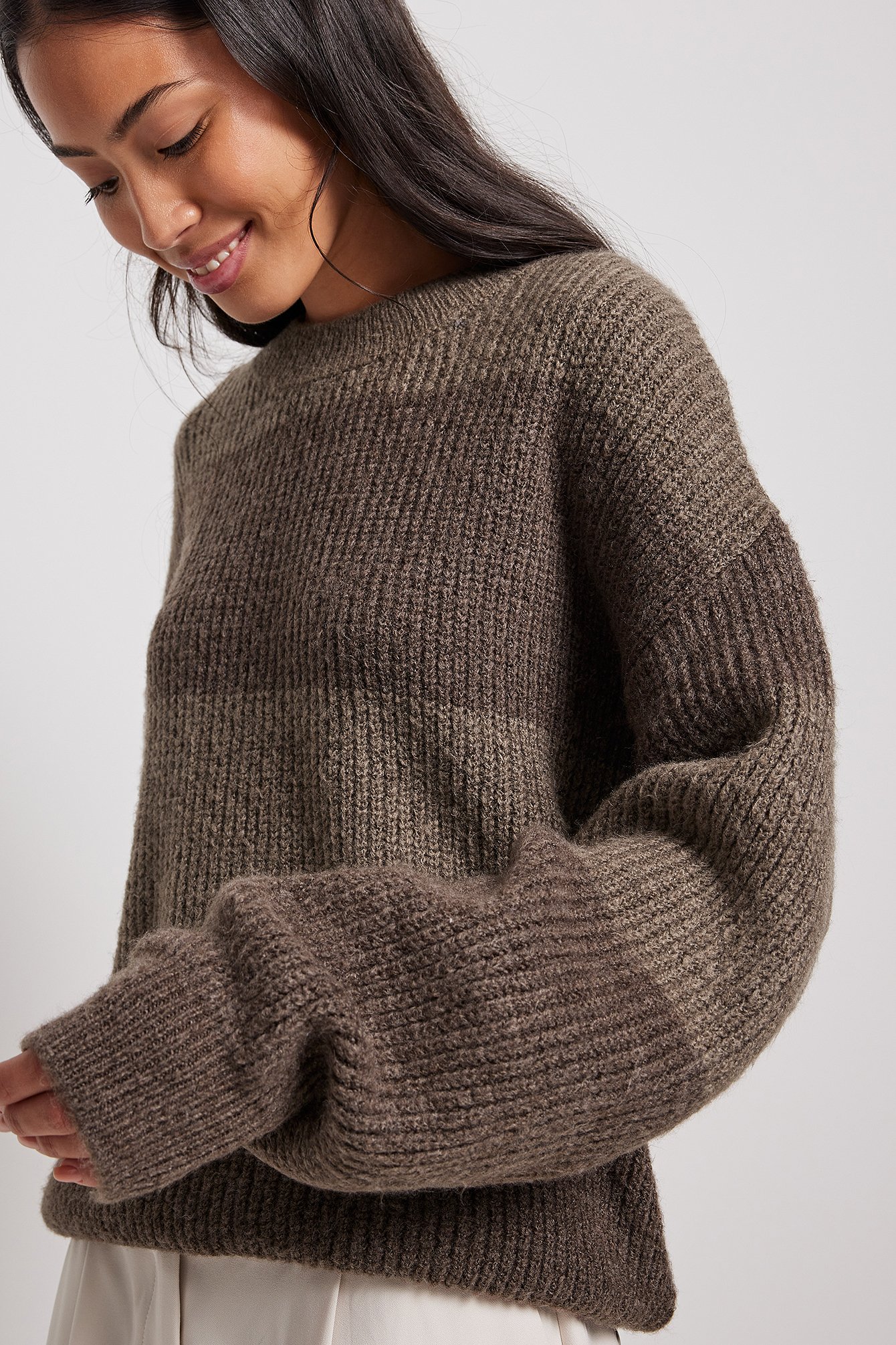 Brown combo Colour Striped Knitted Sweater