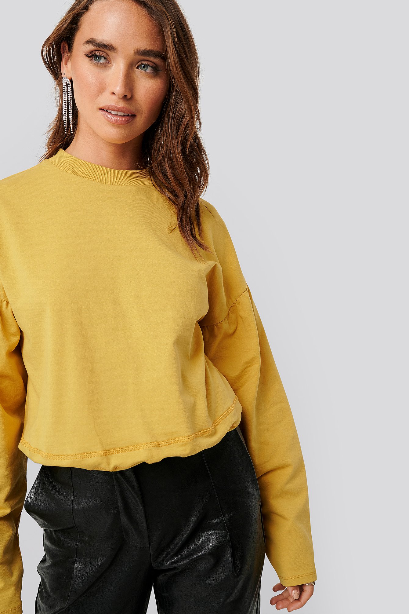 Yellow Contour Seam Deatil Sweater