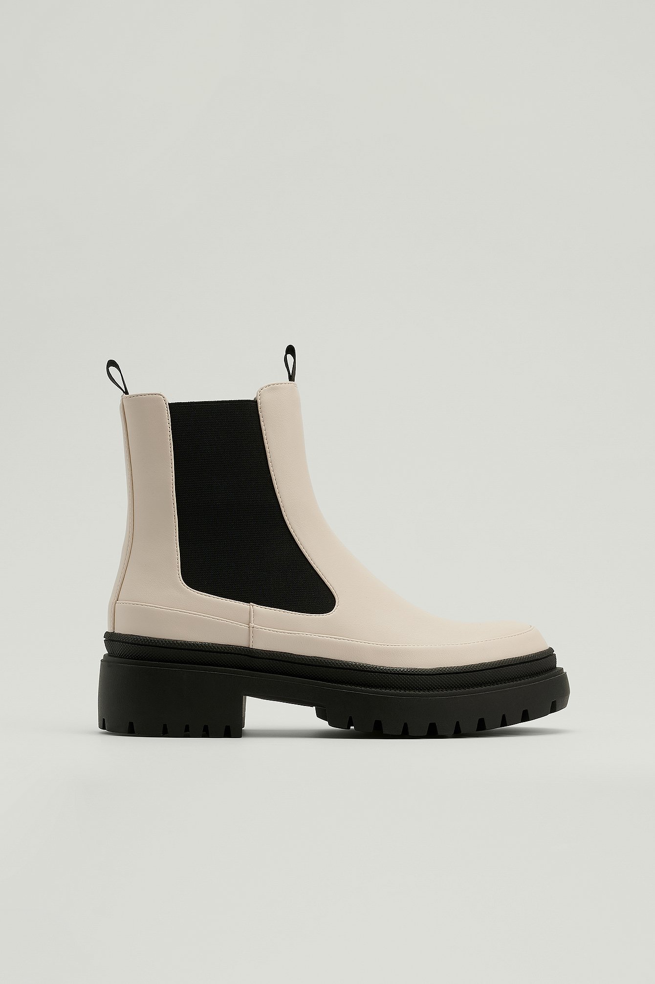 Beige Contrast Sole Chelsea Boots