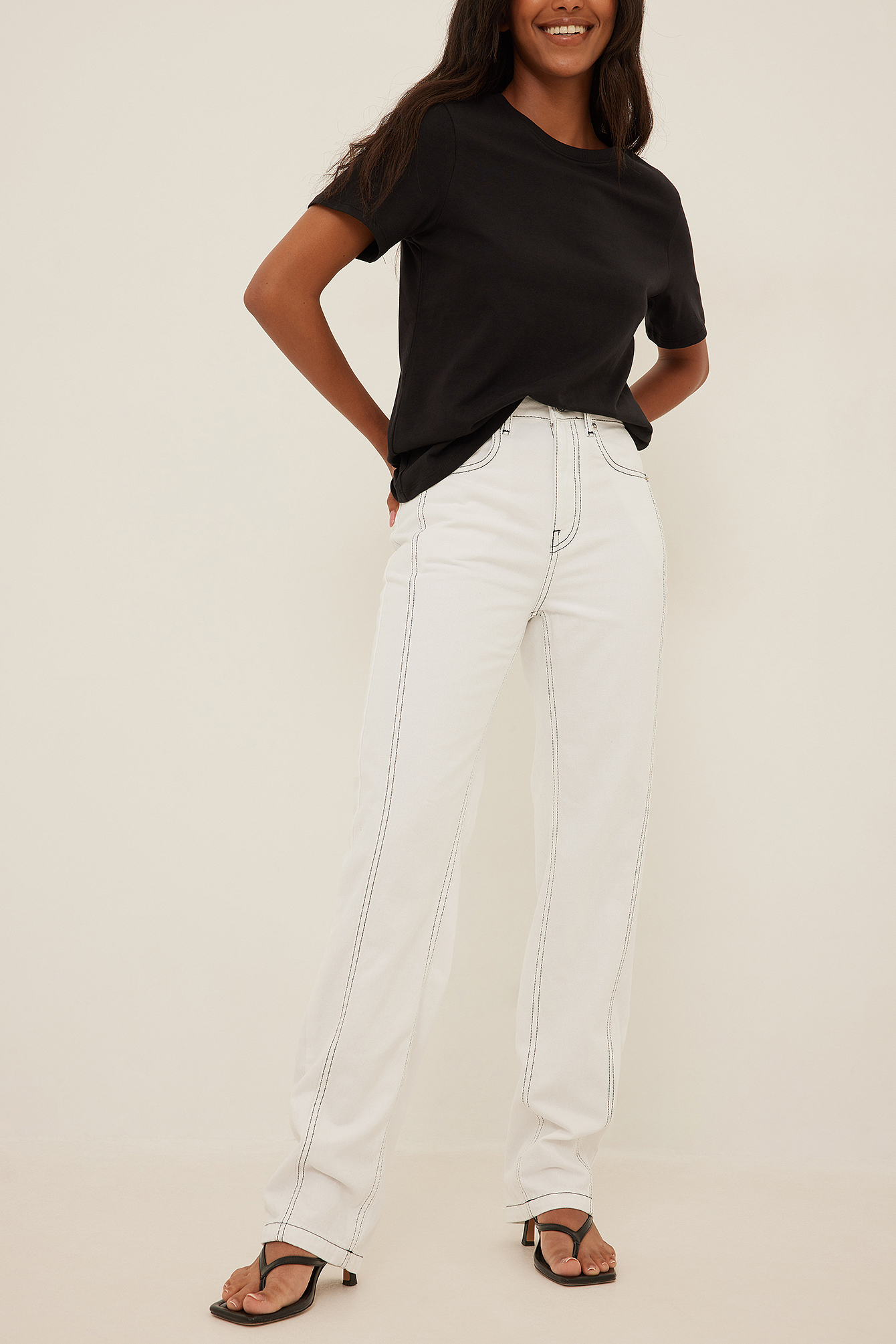 Womens White Straight Leg Jeans | na-kd.com