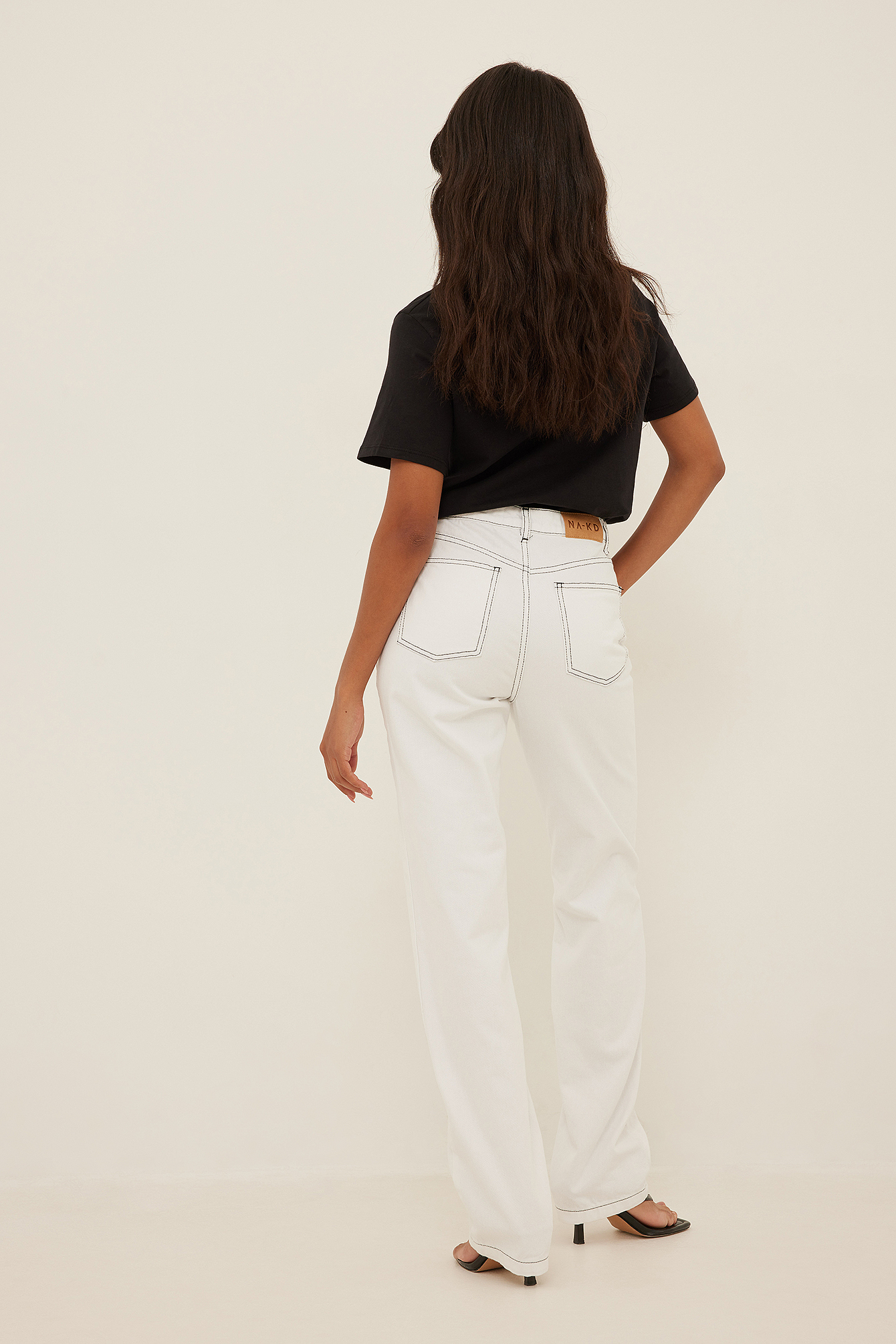 Contrast Stitched Denim White | na-kd.com