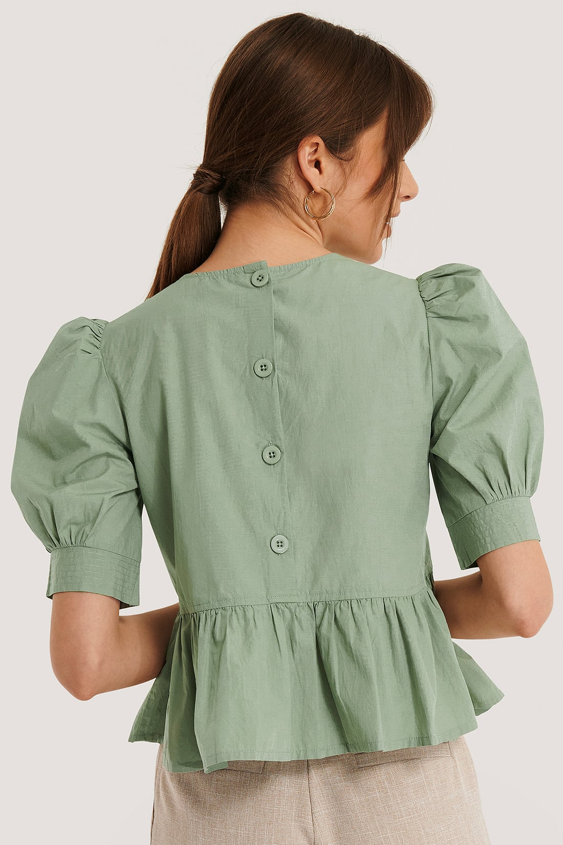 Baumwoll-Bluse Mit Puffärmeln