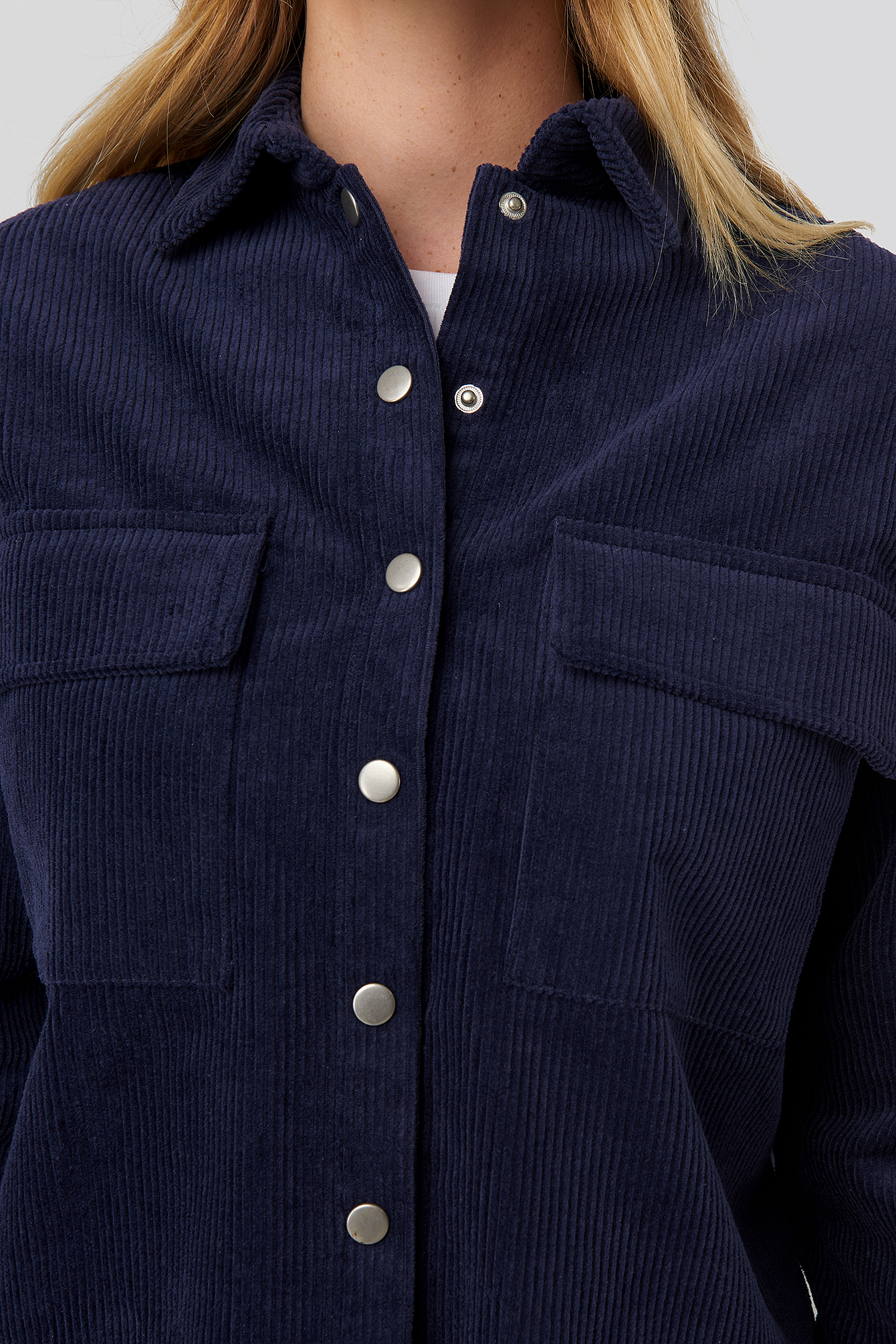 Wintry Sky Blue Denim Corduroy Overshirt main image 0