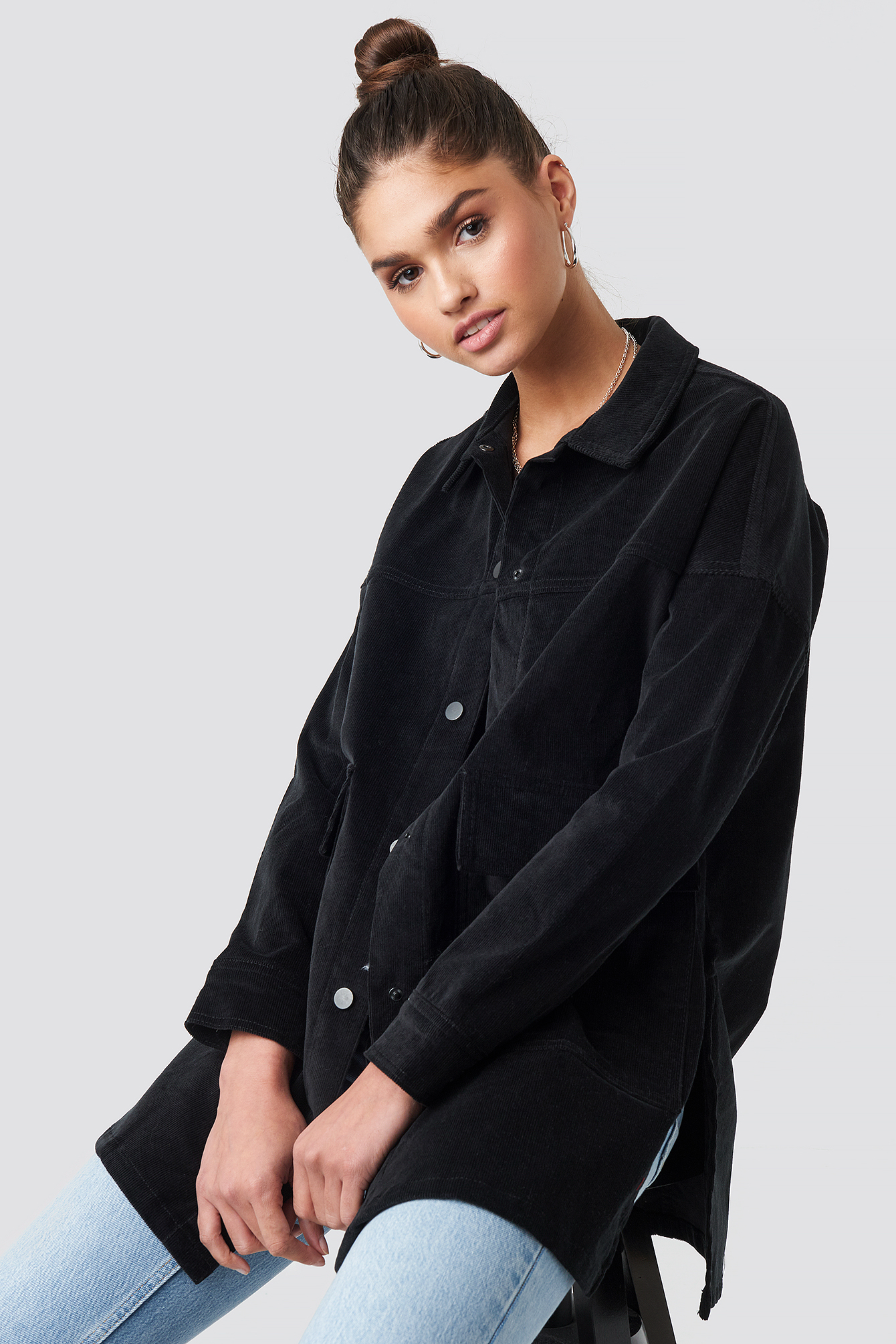 Corduroy Overshirt Jacket Deep Black