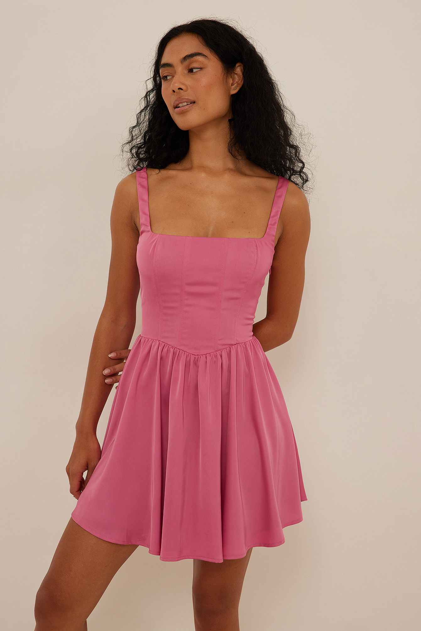 Corset Detail Mini Dress Pink | na-kd.com