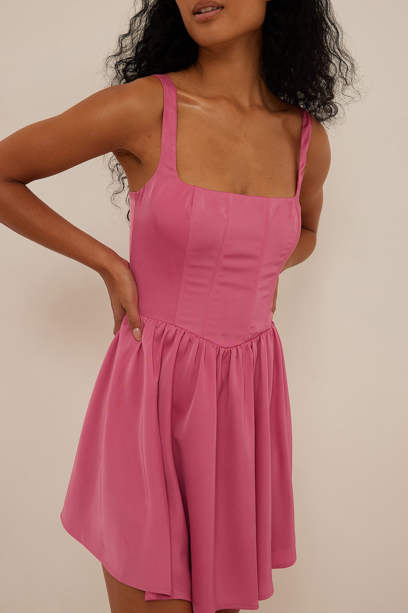 Corset Detail Mini Dress Pink | na-kd.com