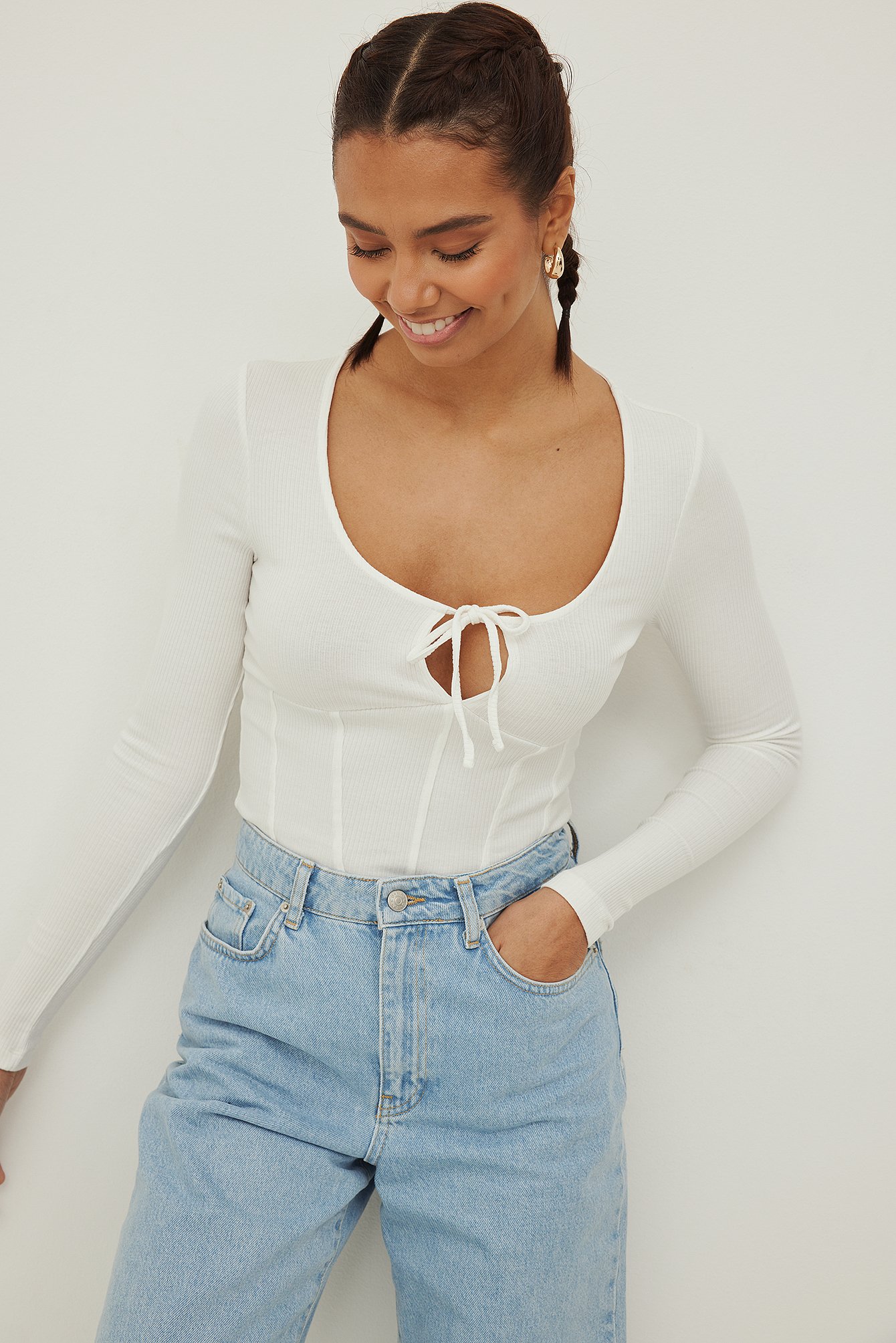 Offwhite Corset Knot Detail Top