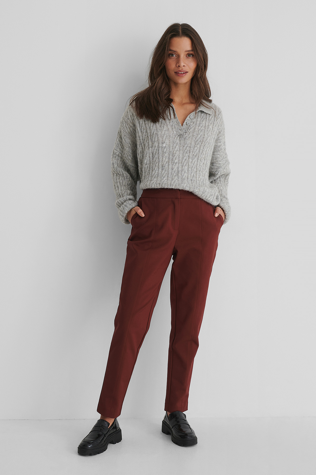 Womens Burgundy Trousers | na-kd.com