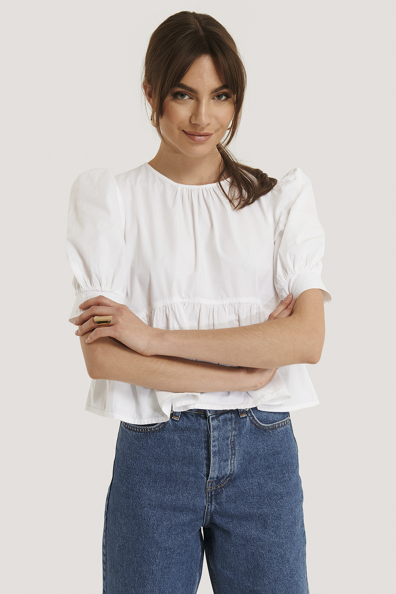 Cotton Puff Sleeve Blouse White | na-kd.com