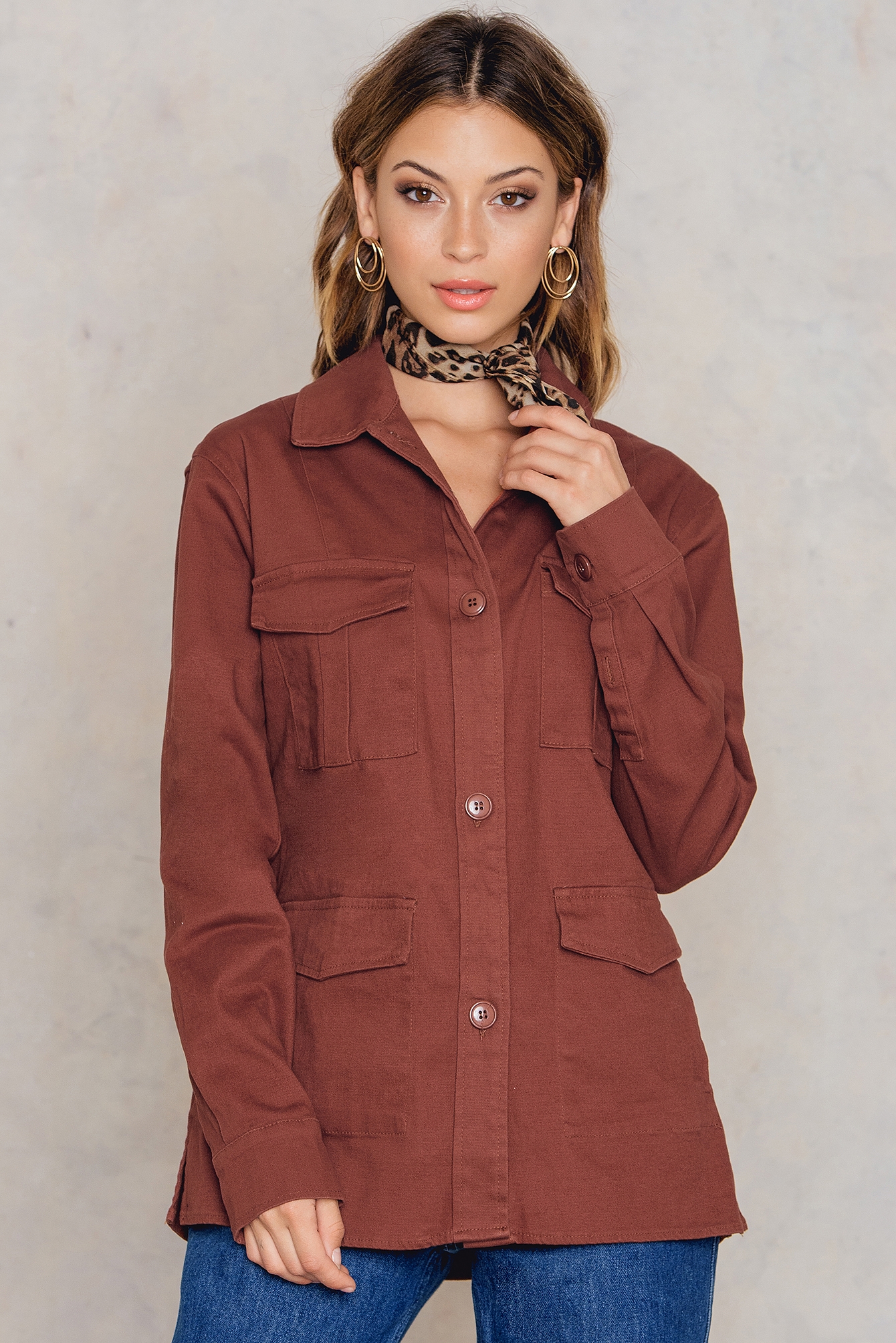 Cotton Shirt Jacket Red NAKD