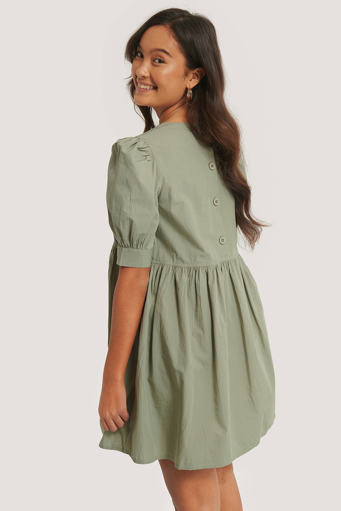 Baumwoll-Minikleid Mit Kurzen Ärmeln