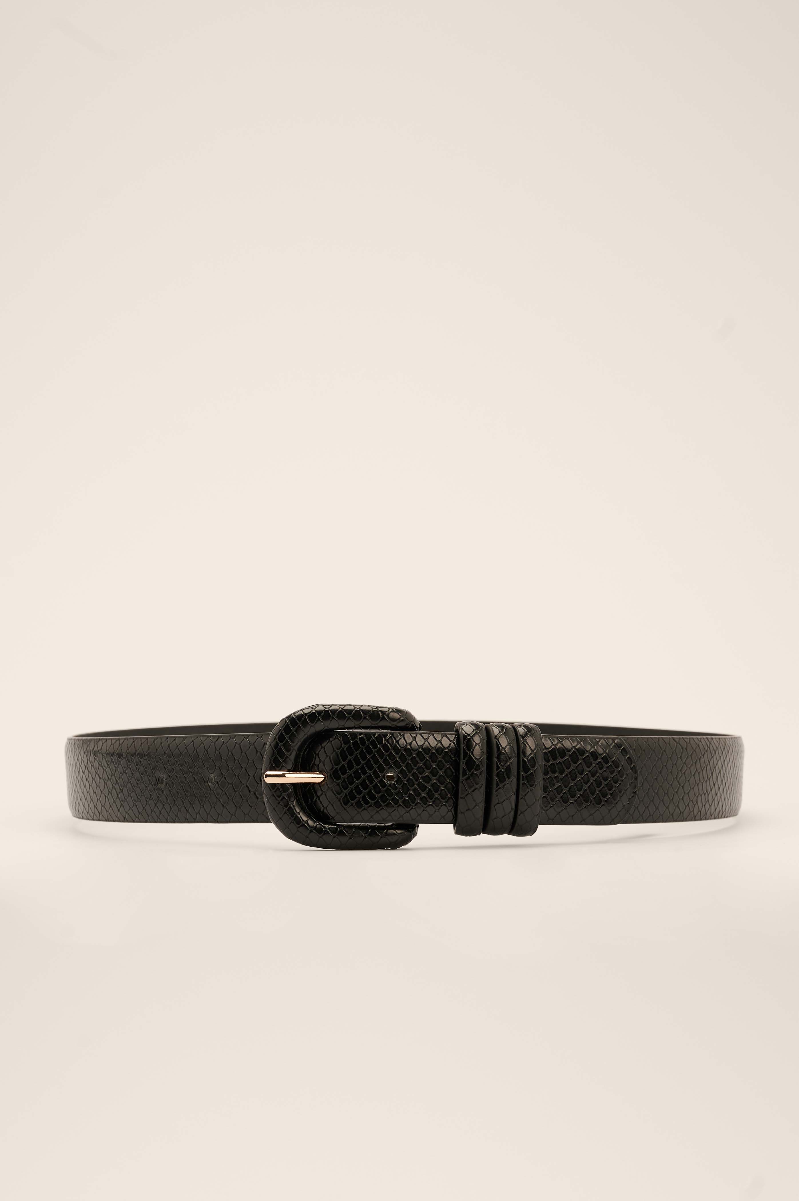 Black Covered Buckle Snake Look Belt