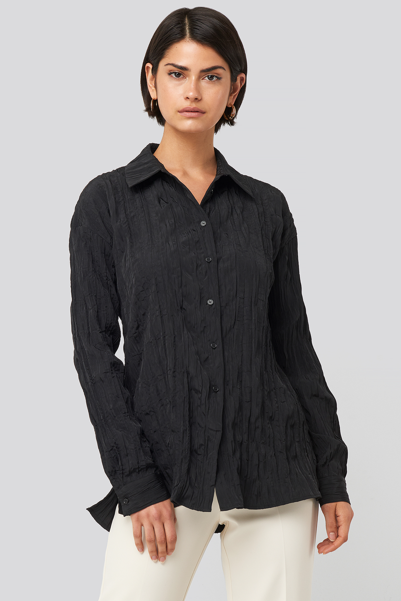 Creased Effect Blouse Black