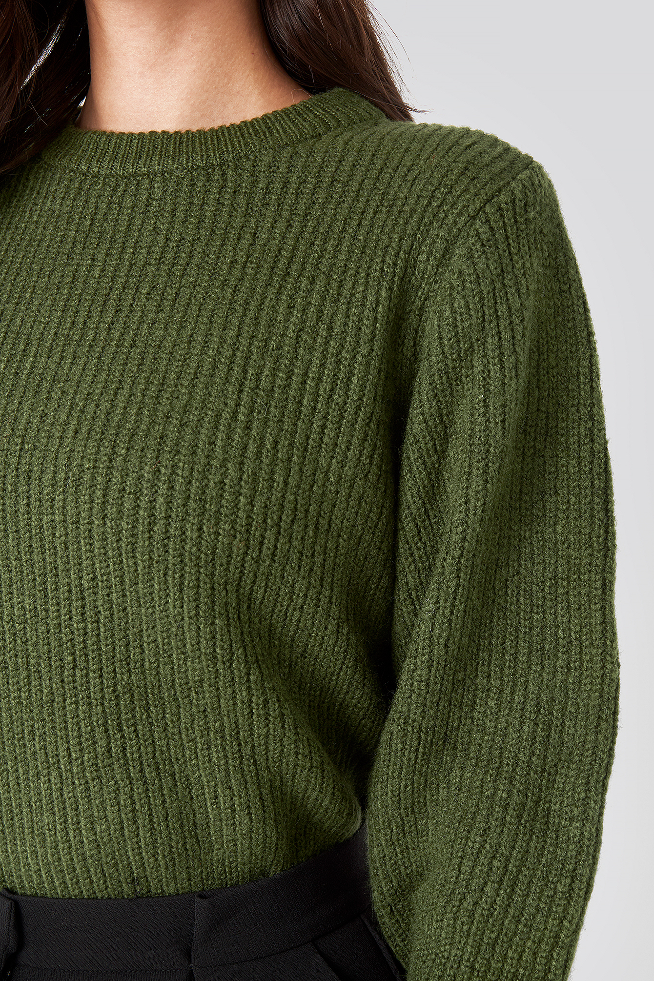 Crew Neck Knitted Sweater Green