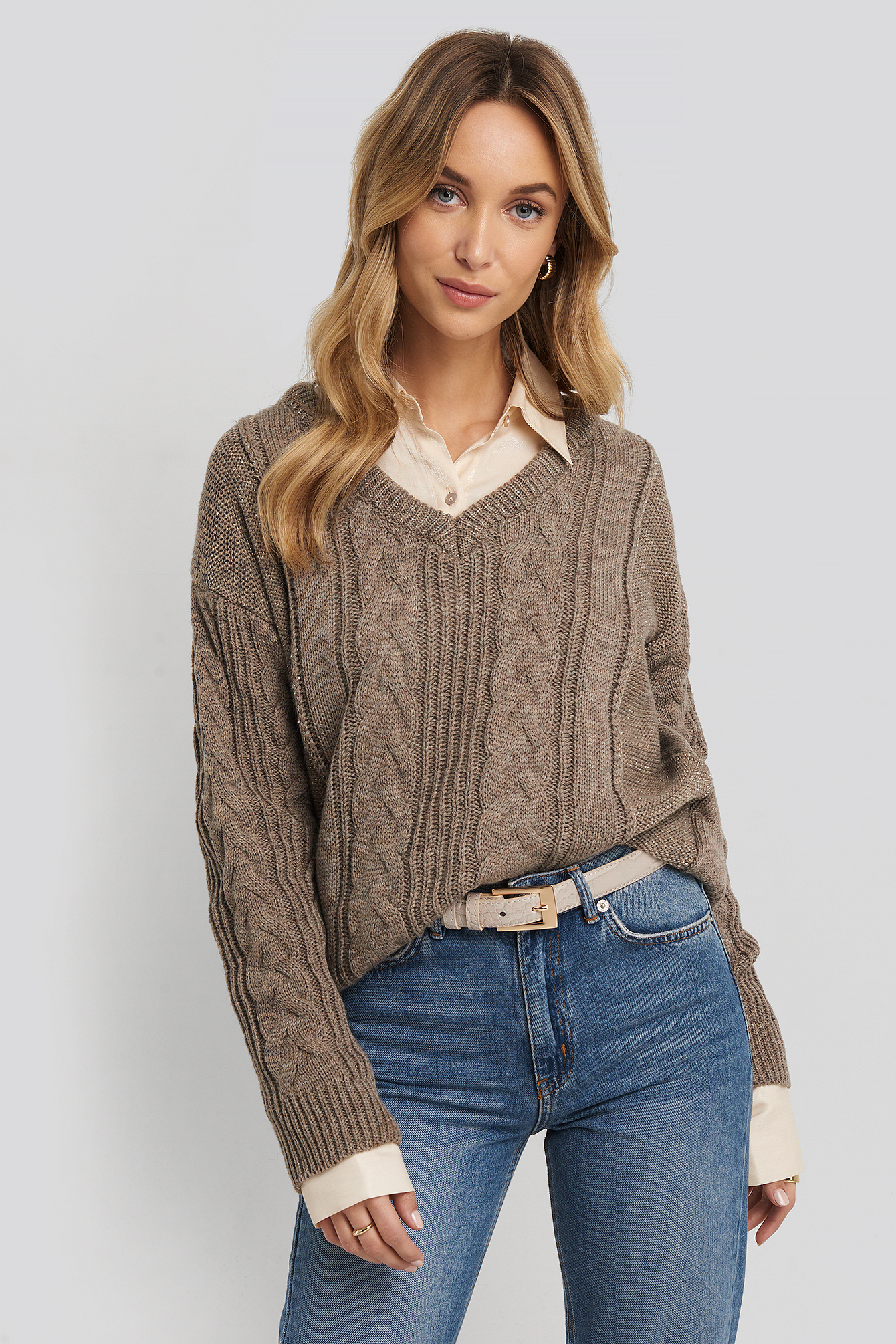 Croc Slim Rectangular Belt Nude Croco