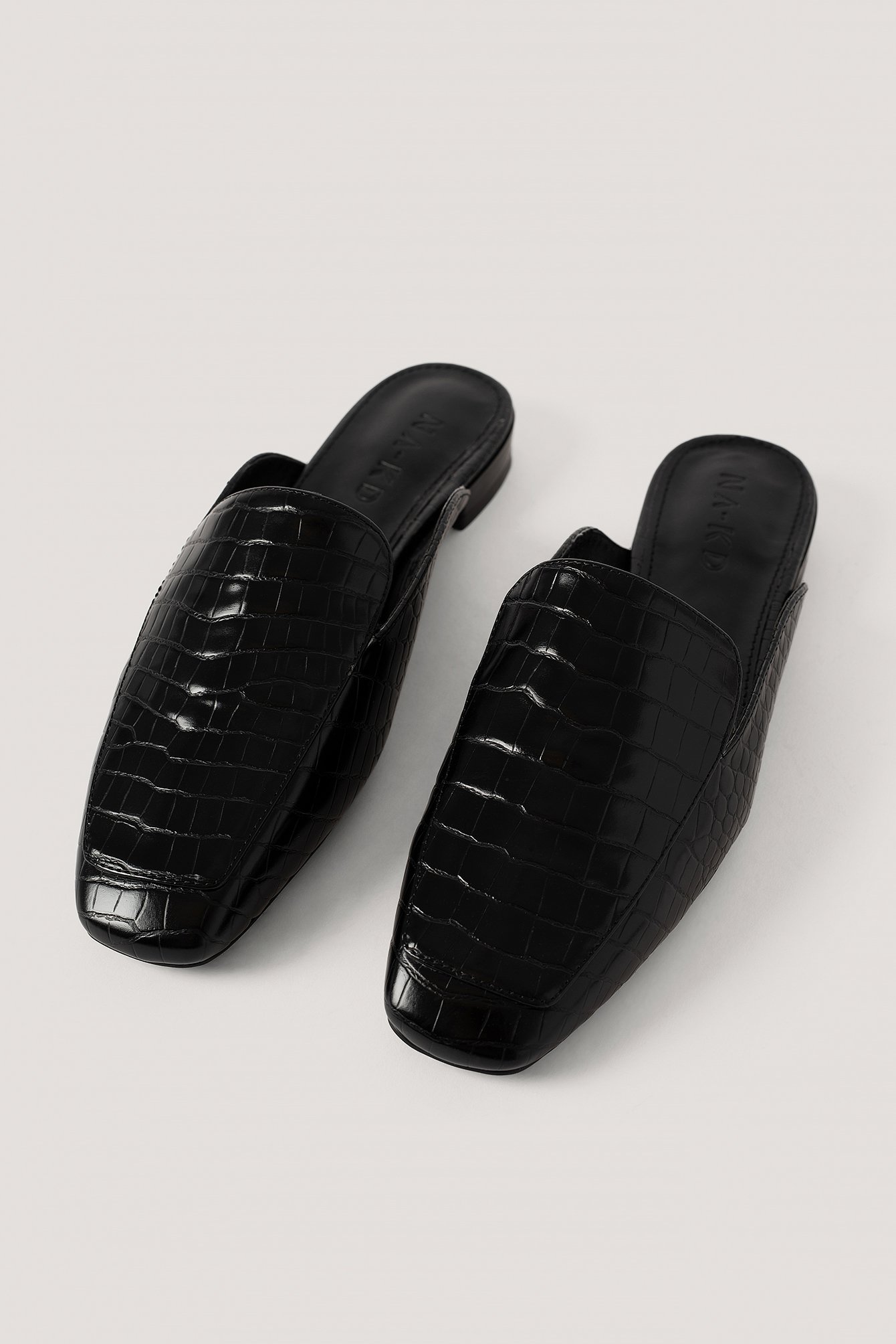 Black Croc Slip In Loafers