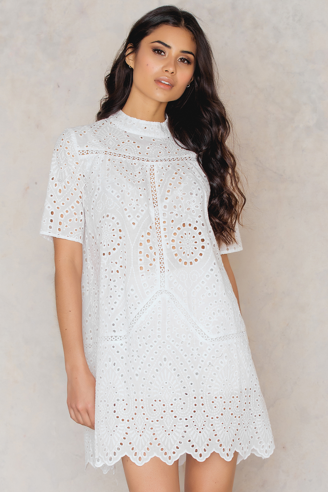 Crochet High Neck Dress Weiß NAKD