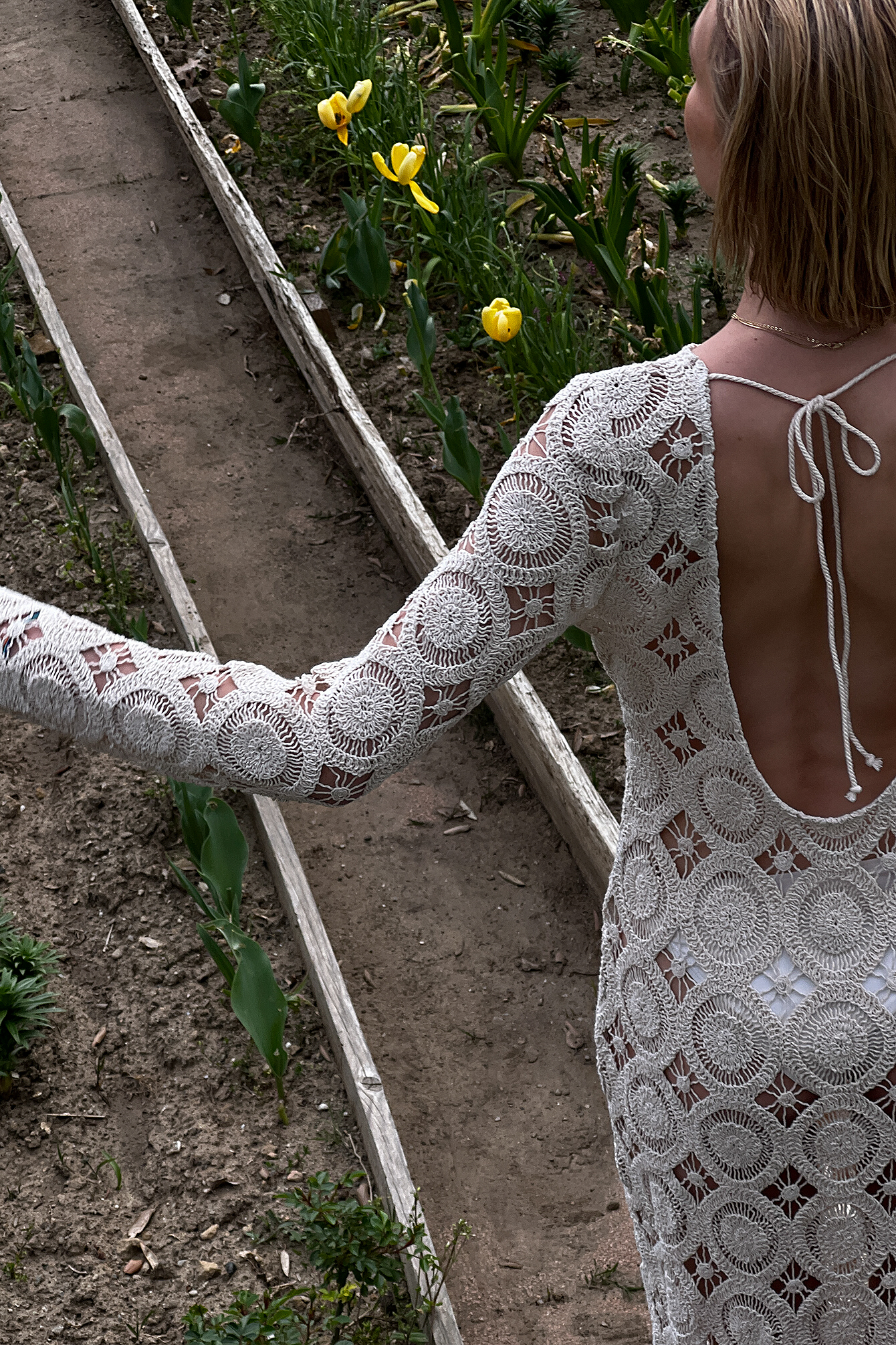 Crochet Knitted Maxi Dress Beige