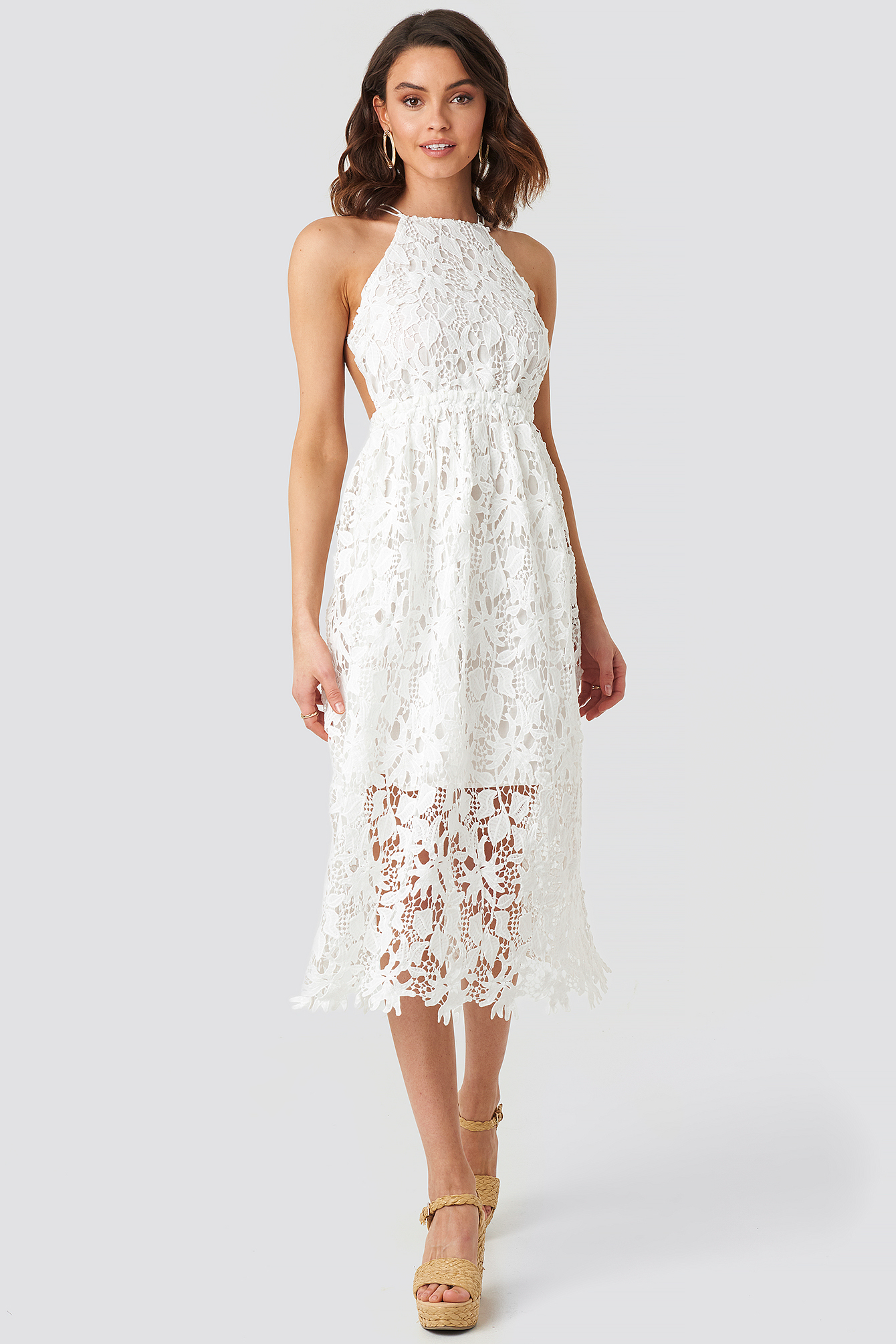 Crochet Strap Back Dress White