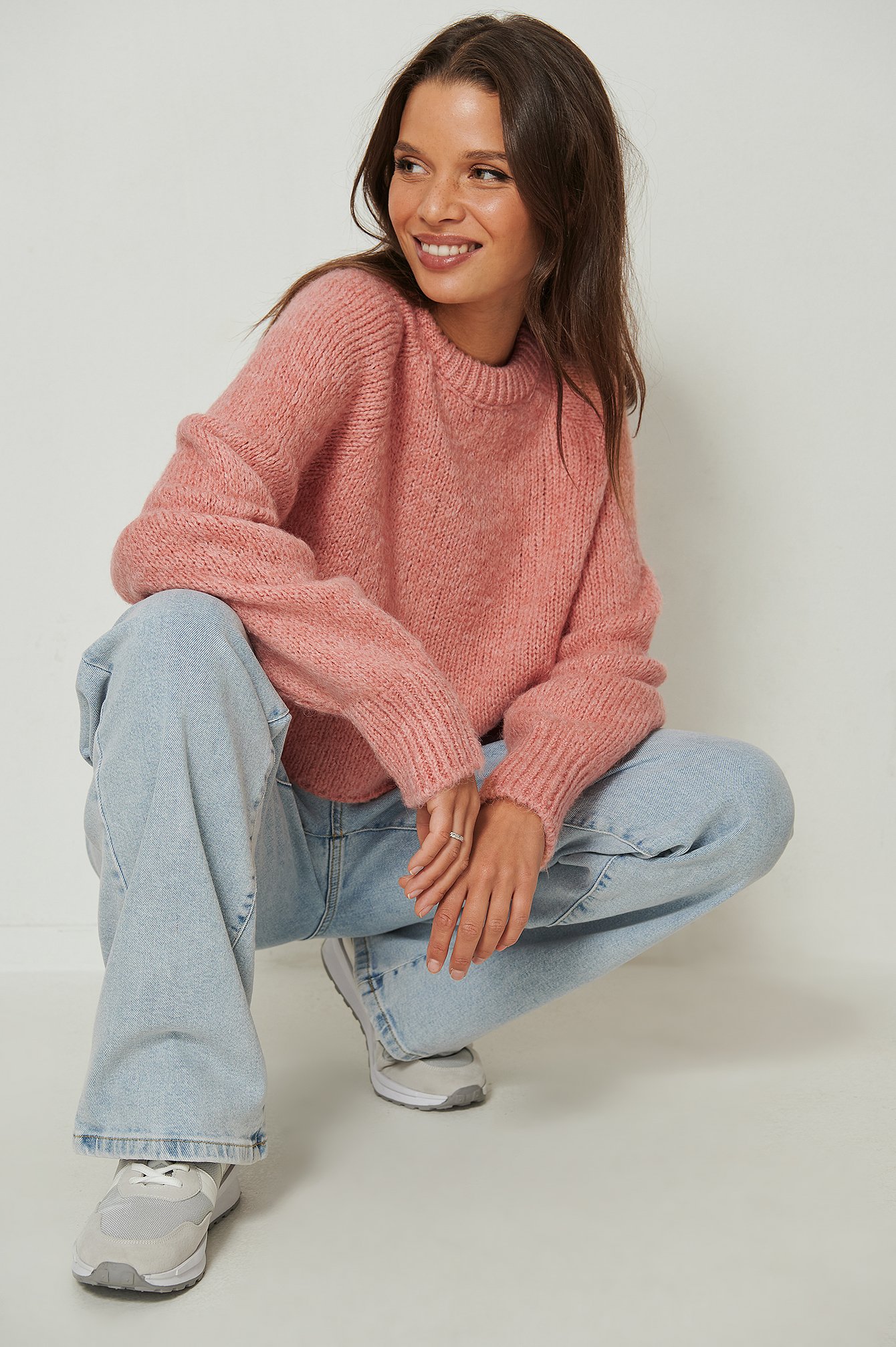 Dusty Pink Crop Chunky Sweater