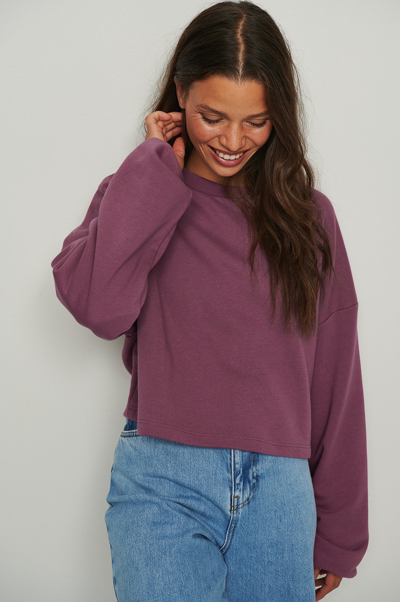Purple Cropped Chunky Sweater