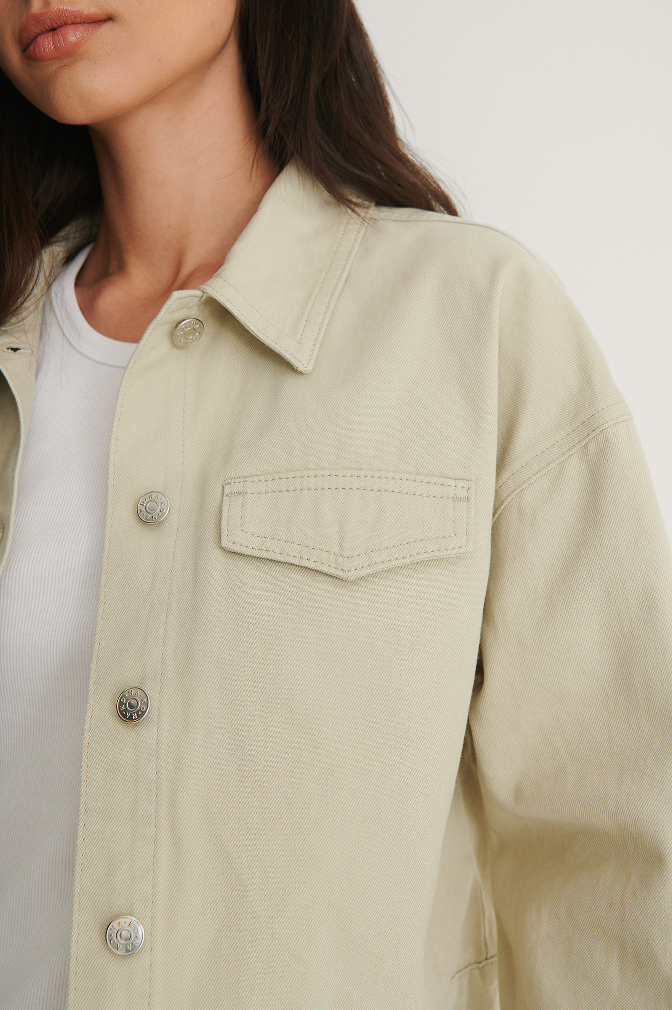 cropped denim jacket khaki